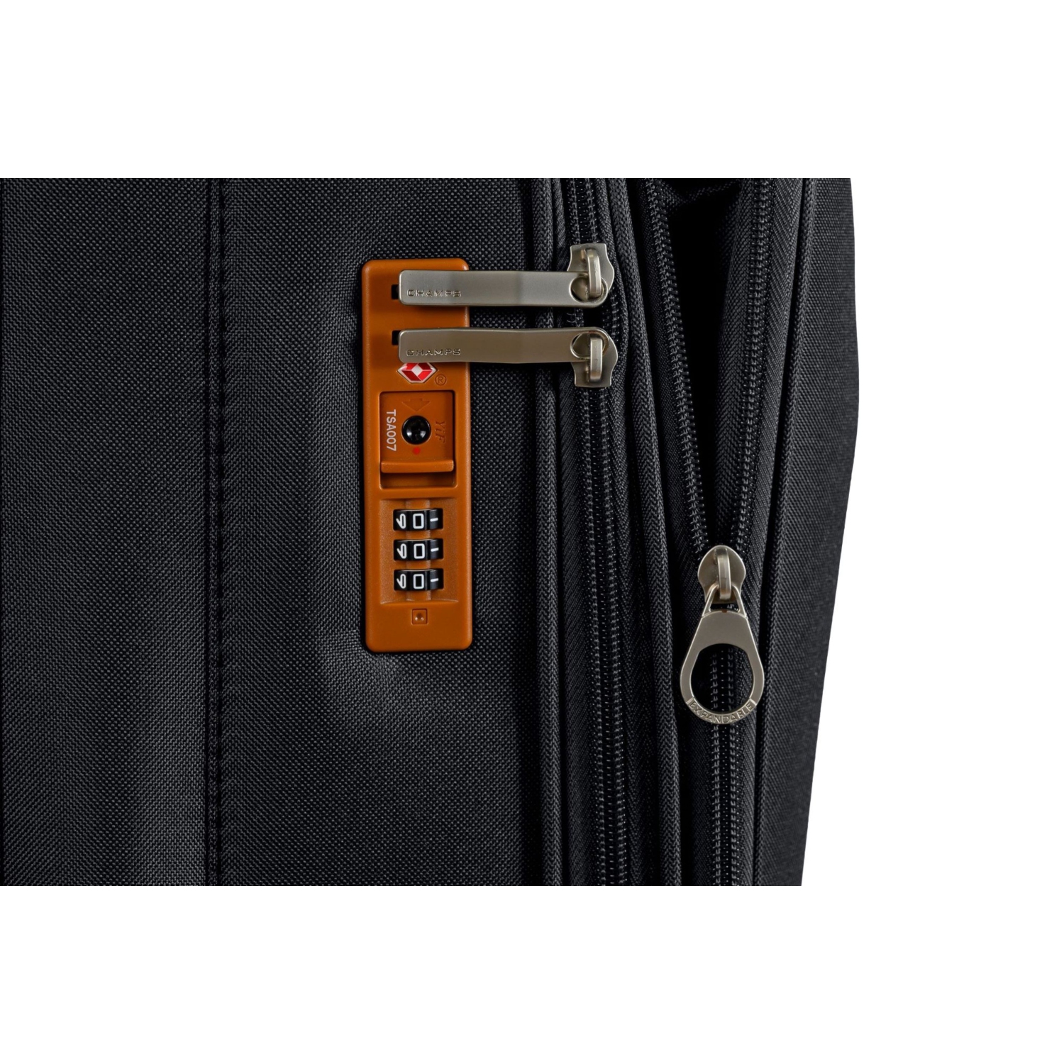 CHAMPS Ensemble de 3 valises à coté souple de la collection "Classic" à 4 roues latérales -Noir