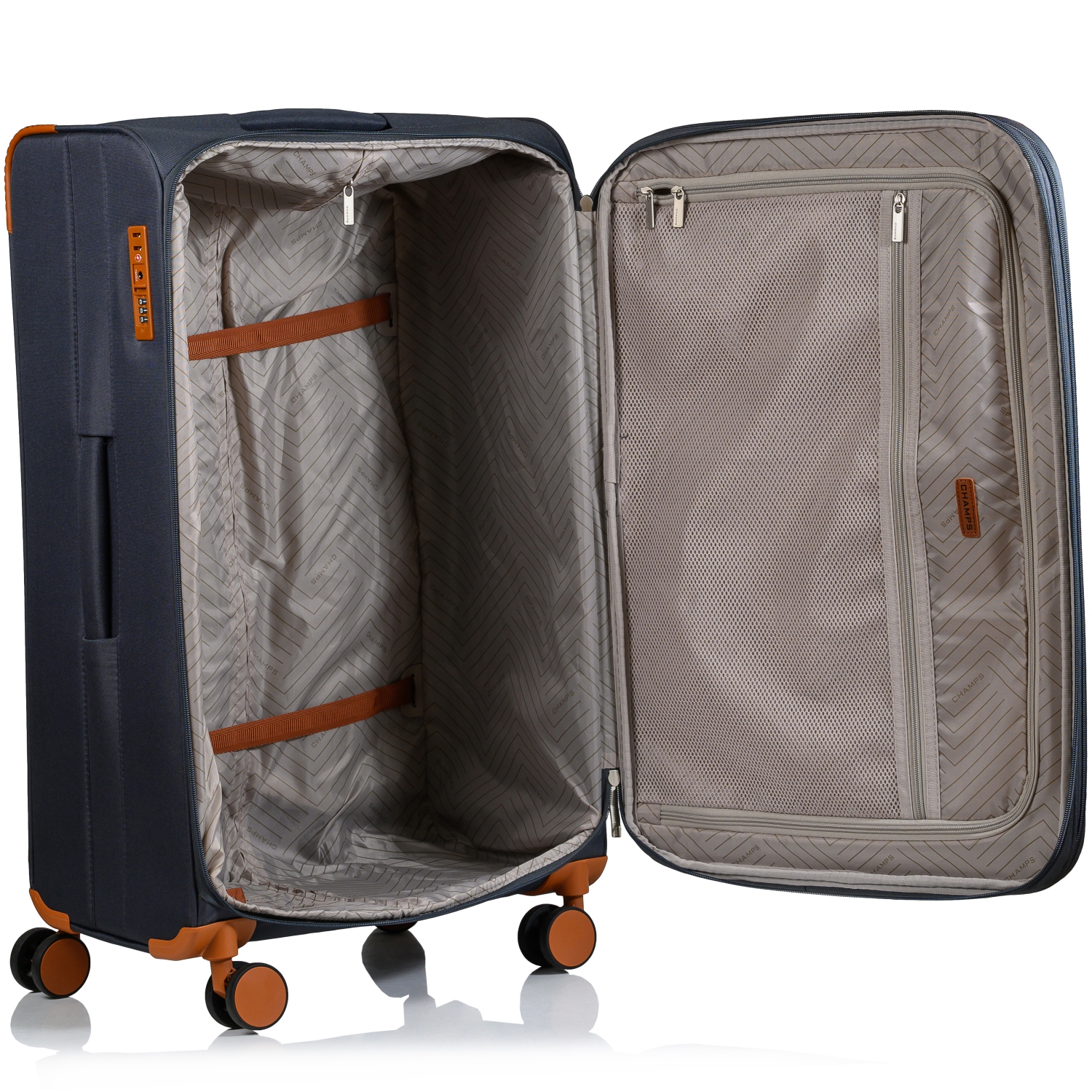 CHAMPS Classic Collection 3-Piece Soft Side 8-Wheeled Expandable Luggage Set - Grey