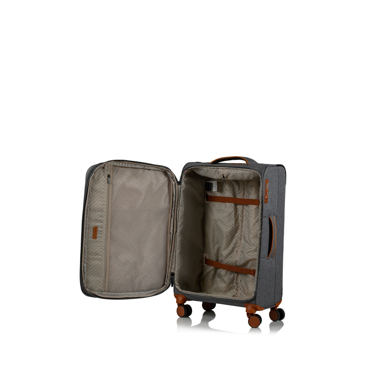 CHAMPS Classic II Collection Ultra-Light 3-Piece Soft Side 8-Wheeled Expandable Luggage Set - Grey