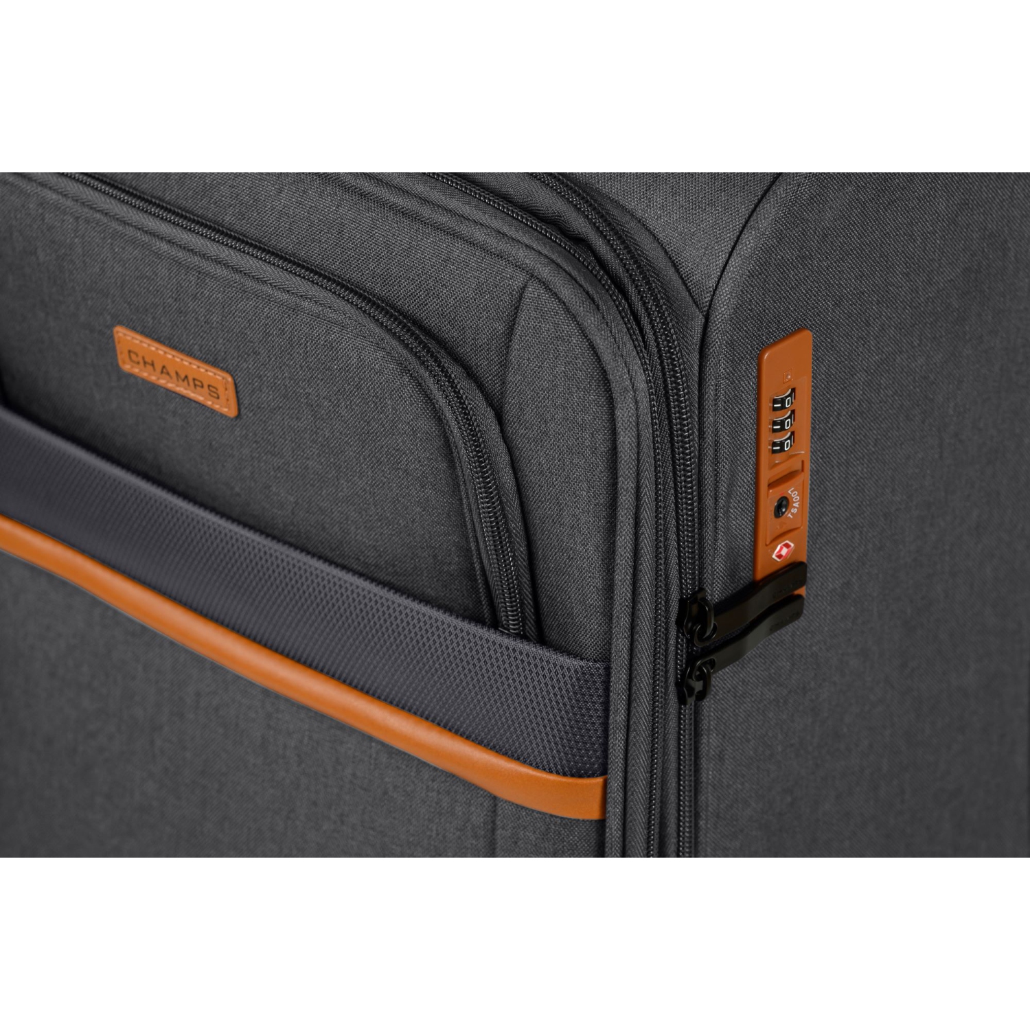 CHAMPS Classic II Collection Ultra-Light 3-Piece Soft Side 8-Wheeled Expandable Luggage Set - Grey