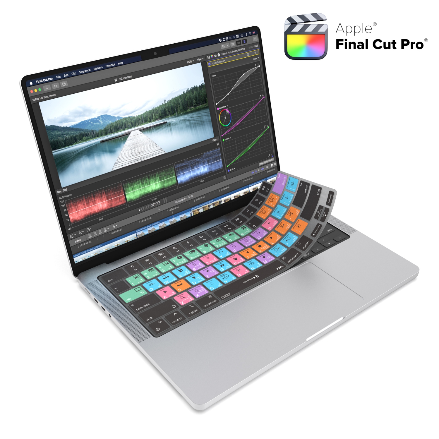 JCPal VerSkin Final Cut Shortcuts Keyboard Protector for MacBook Air 13.6" & MacBook Pro 14" and 16" (M1 2021/ M2 2023 Models)