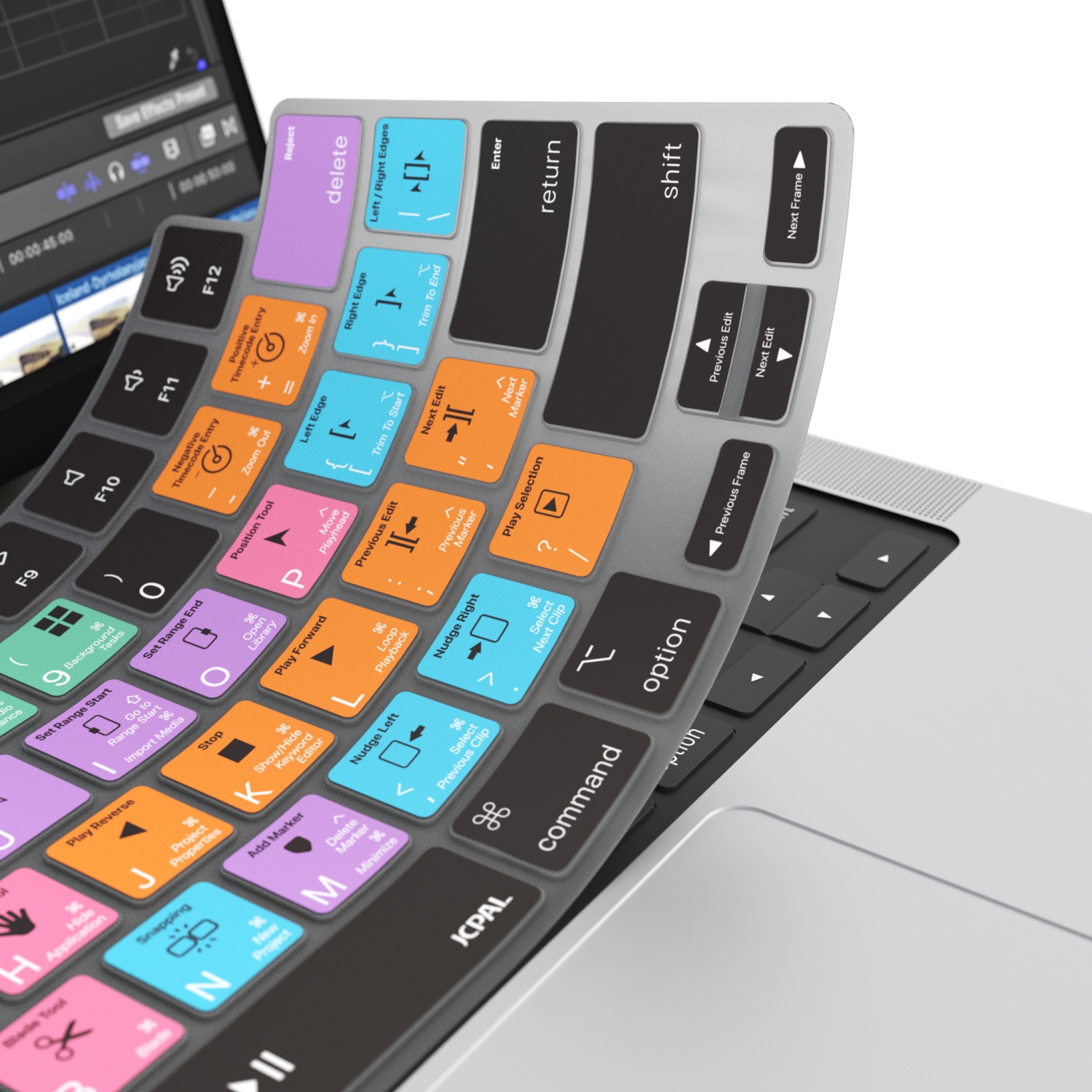 JCPal VerSkin Final Cut Shortcuts Keyboard Protector for MacBook Air 13.6" & MacBook Pro 14" and 16" (M1 2021/ M2 2023 Models)