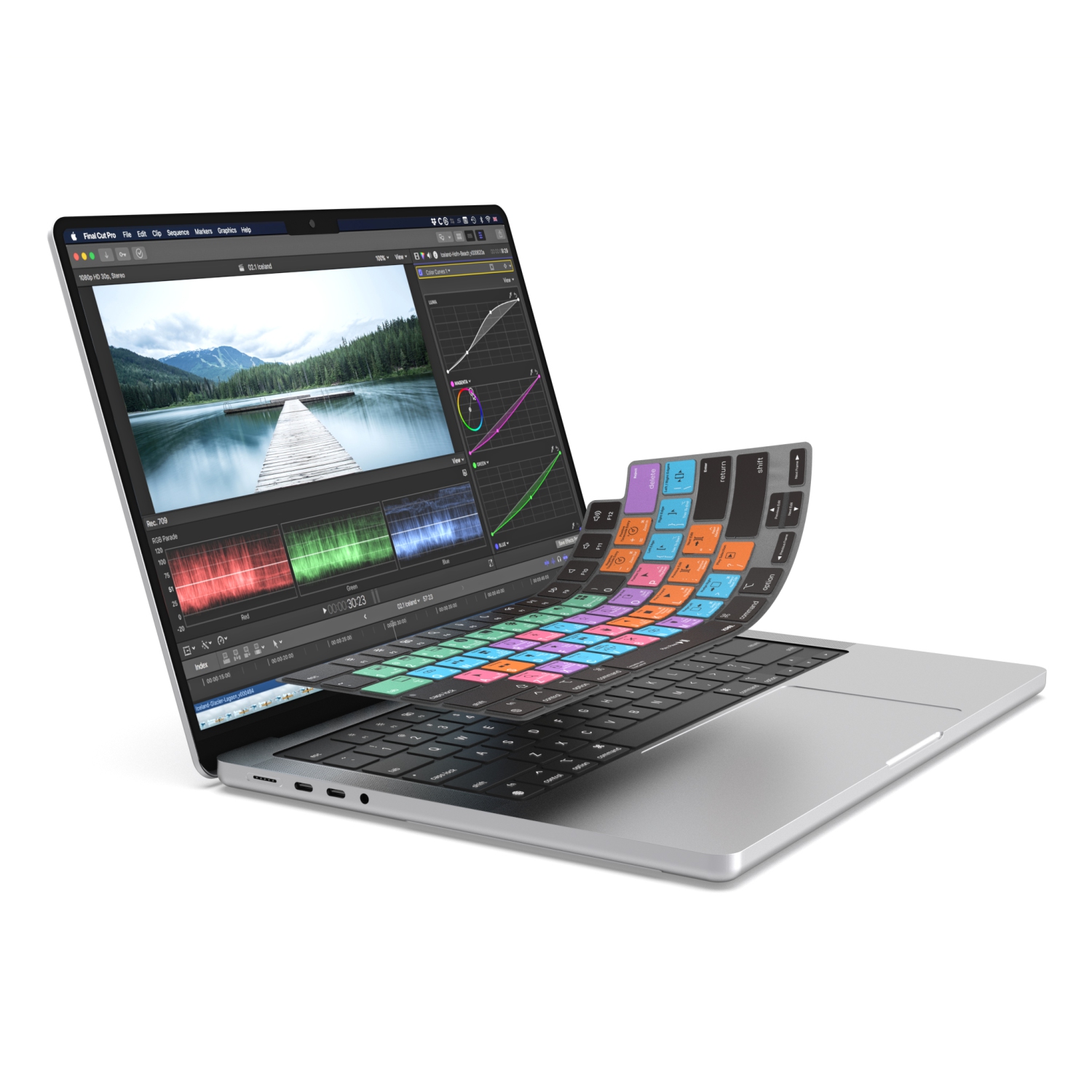 JCPal VerSkin Final Cut Shortcuts Keyboard Protector for MacBook Air 13.6" & MacBook Pro 14" and 16" (M1 2021/ M2 2023 Models)