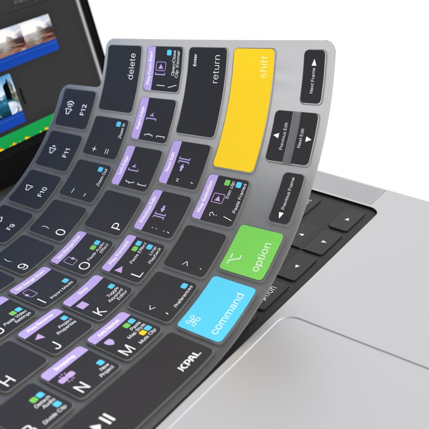 JCPal VerSkin Apple iMovie Shortcuts Keyboard Protector for MacBook Air 13.6" & MacBook Pro 14" and 16" (M1 2021/ M2 2023 Models)