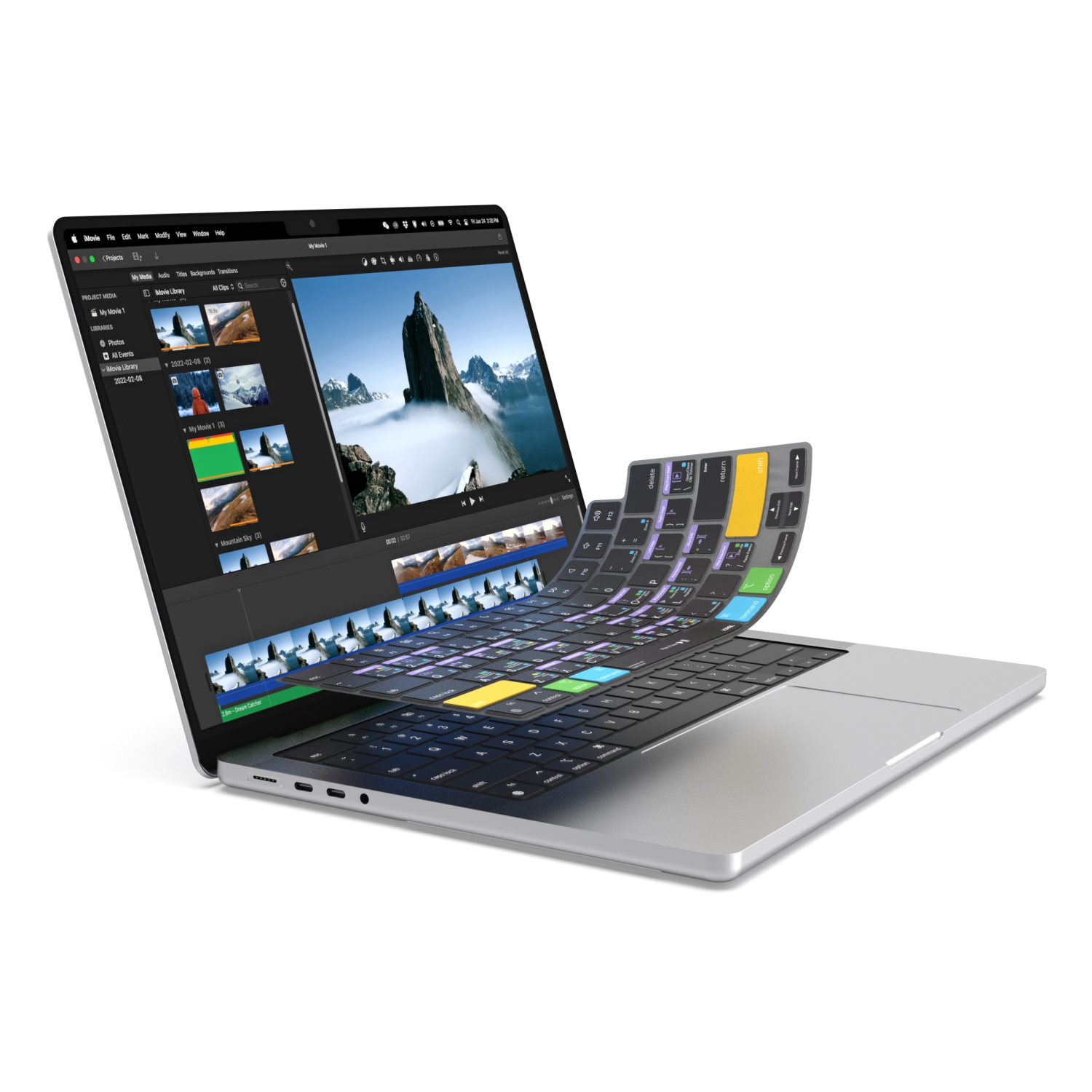 JCPal VerSkin Apple iMovie Shortcuts Keyboard Protector for MacBook Air 13.6" & MacBook Pro 14" and 16" (M1 2021/ M2 2023 Models)