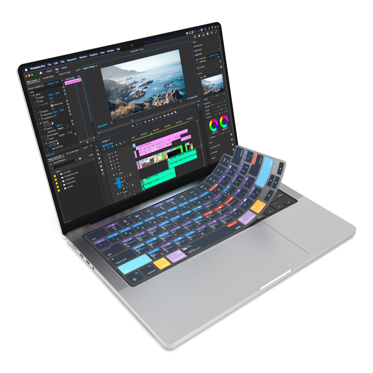 JCPal VerSkin Adobe Premiere Pro Shortcuts Keyboard Protector for MacBook Air 13.6" (M2 2022 Model) & MacBook Pro 14" and 16" (M1 2021/ M2 2023 Models)