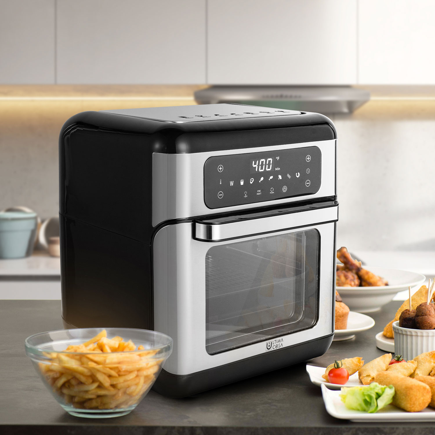 Four friteuse à air chaud numérique d'Ultima Cosa - 10 l/10,6 pte - Acier inoxydable noir - Exclusivité de Best Buy