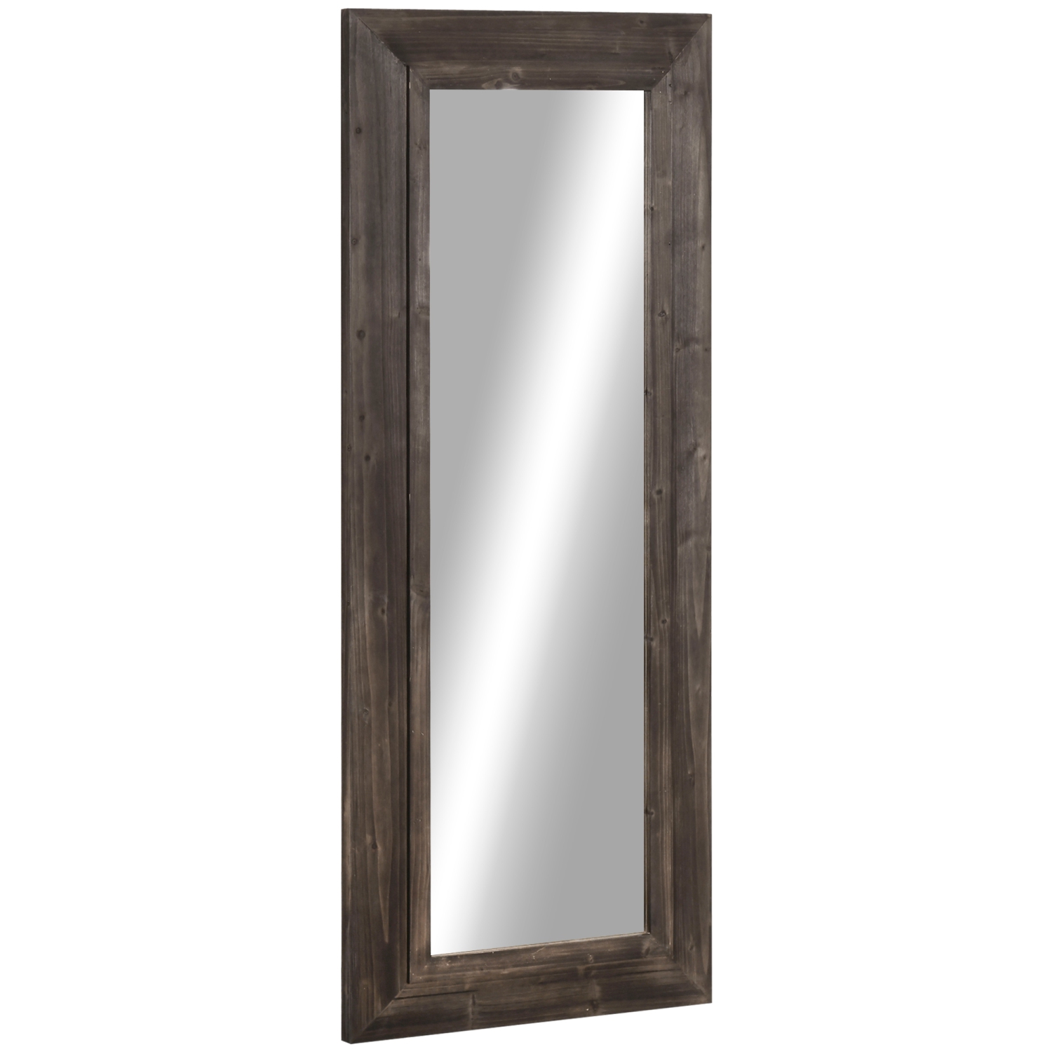 HOMCOM 59" x 23.5" Full Length Mirror, Farmhouse Wall Mount and Leaner Floor Mirror, Vertical and Horizontal for Bedroom, Dark Brown