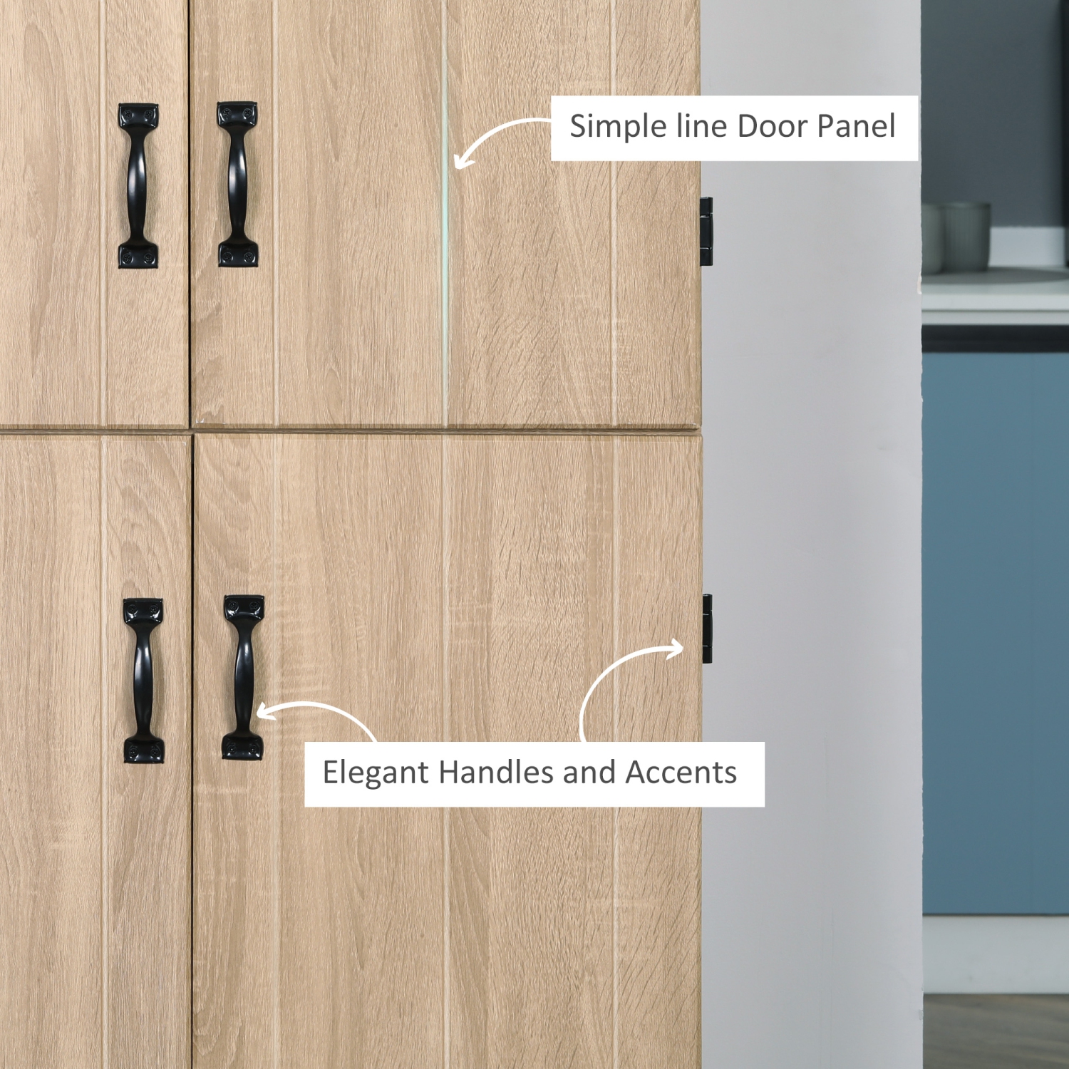 HOMCOM – Armoire garde-manger de 70&nbsp;po, armoire de rangement autonome à 4 portes, garde-manger à 6 niveaux pour salon, naturel