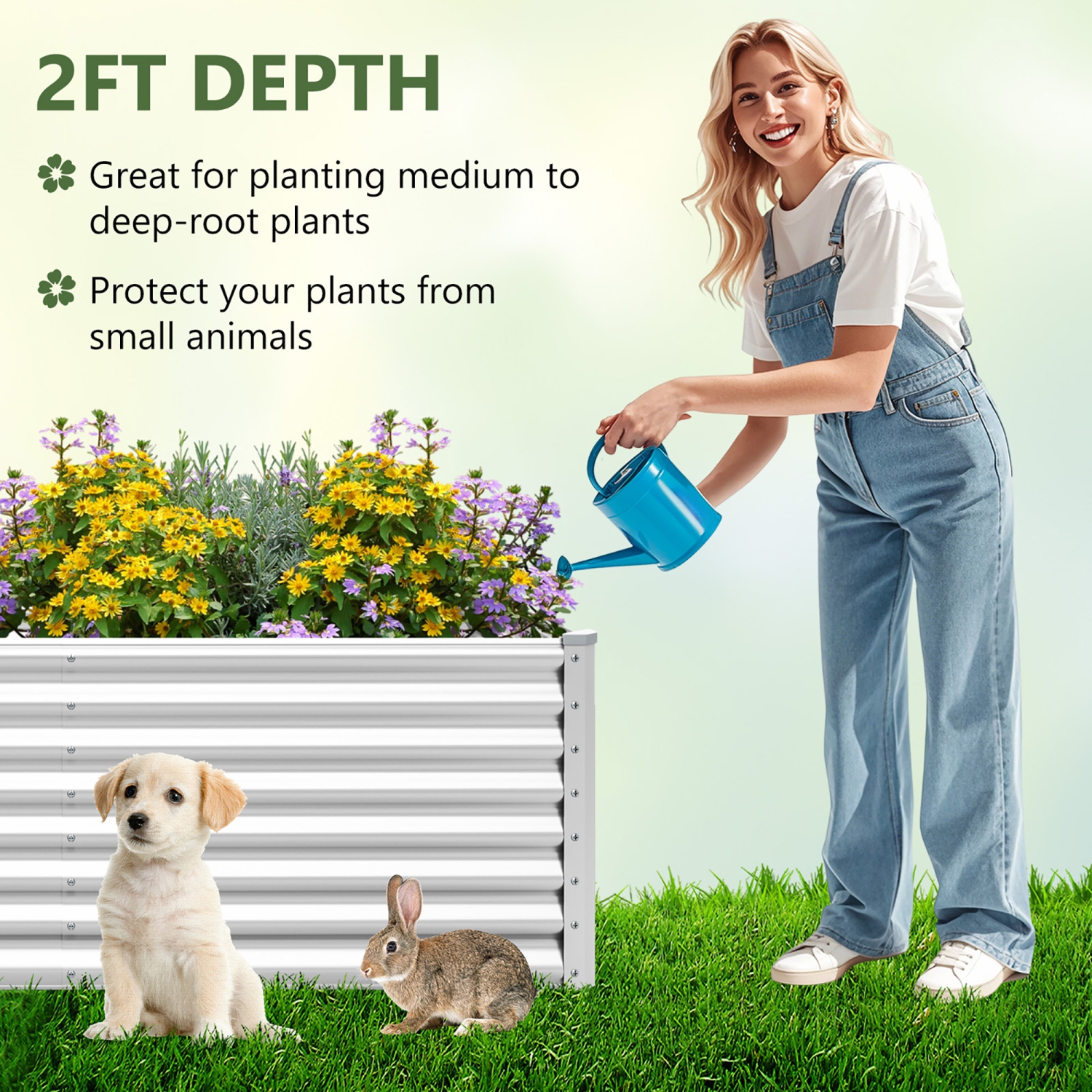 Gymax Raised Garden Bed Large Metal Planter Box Kit for Vegetable Herb 6' x 3' x 2'