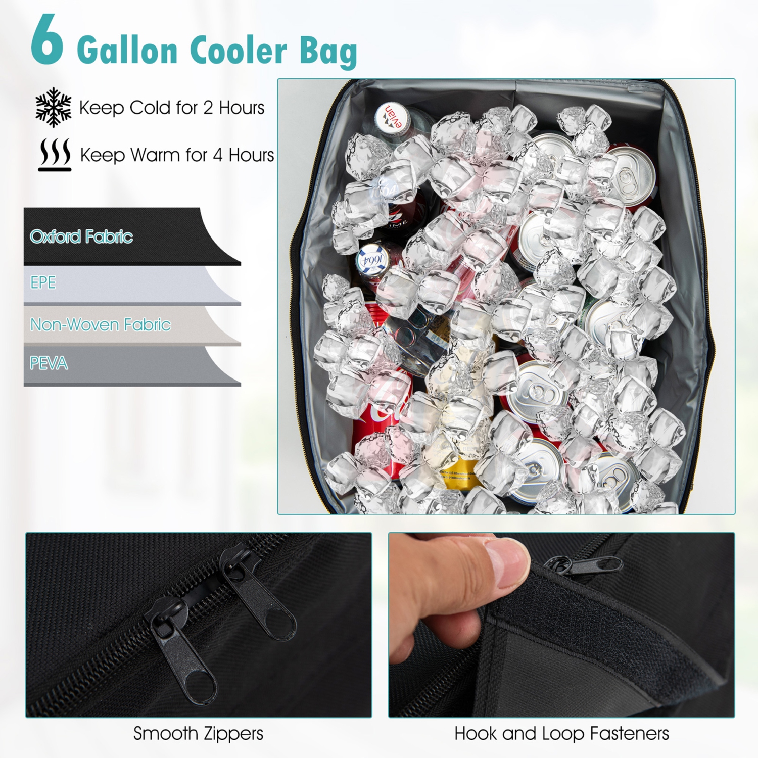 Gymax 2-Person Canopy Porch Swing Padded Chair Cooler Bag Rotatable Tray