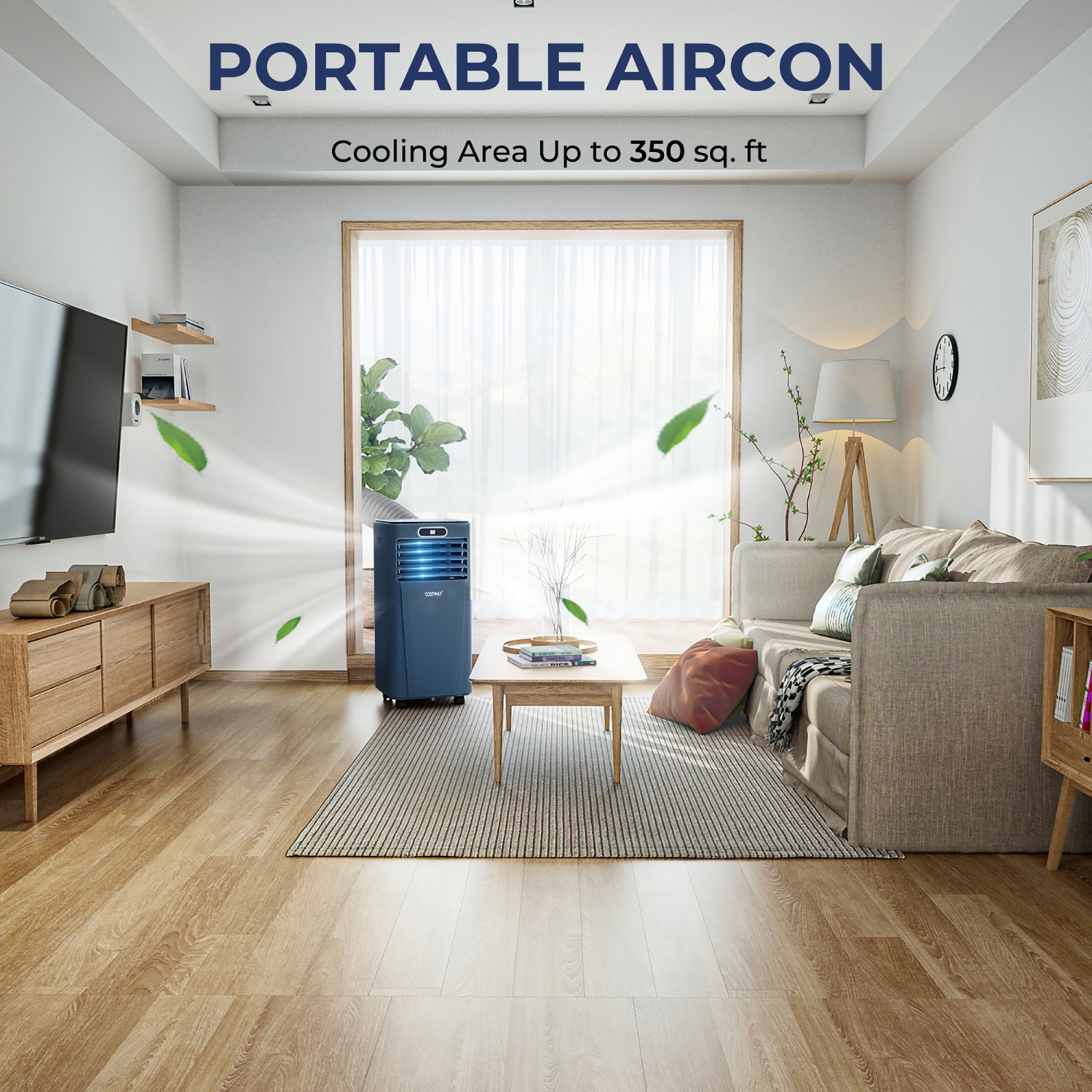 Climatiseur portable de 2,34 kW de marque Costway avec télécommande Rafraîchisseur d'air 3 en 1 avec déshumidificateur