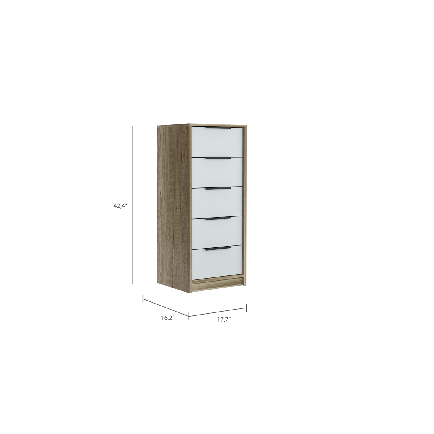 TUHOME Kaia 5 Drawer Dresser Engineered Wood Dressers in Multi-color