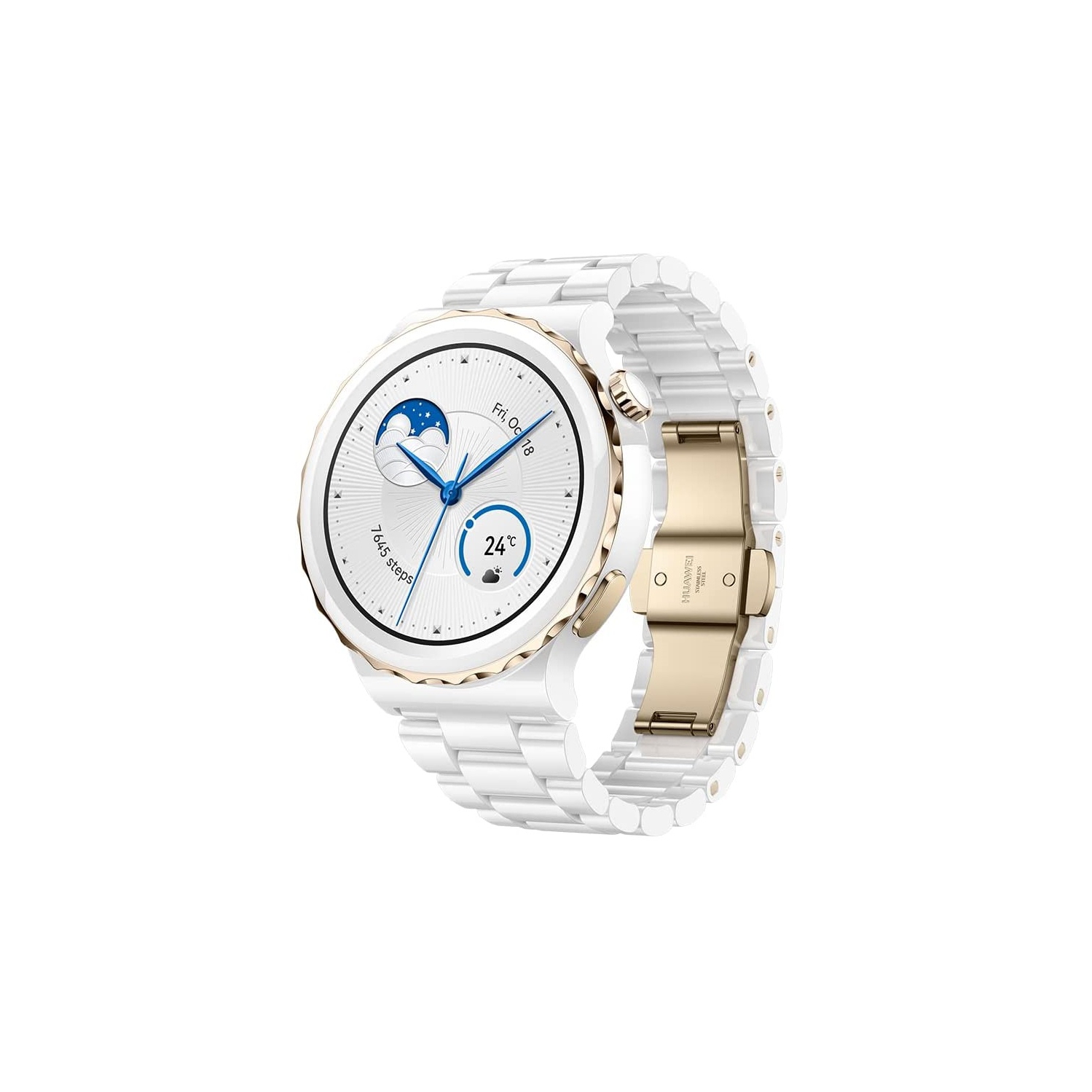 HUAWEI WATCH GT 3 Pro Smartwatch - Fashionable Fitness Tracker and Health Monitoring, Durable Battery, Bluetooth, 43mm, White Ceramic Strap