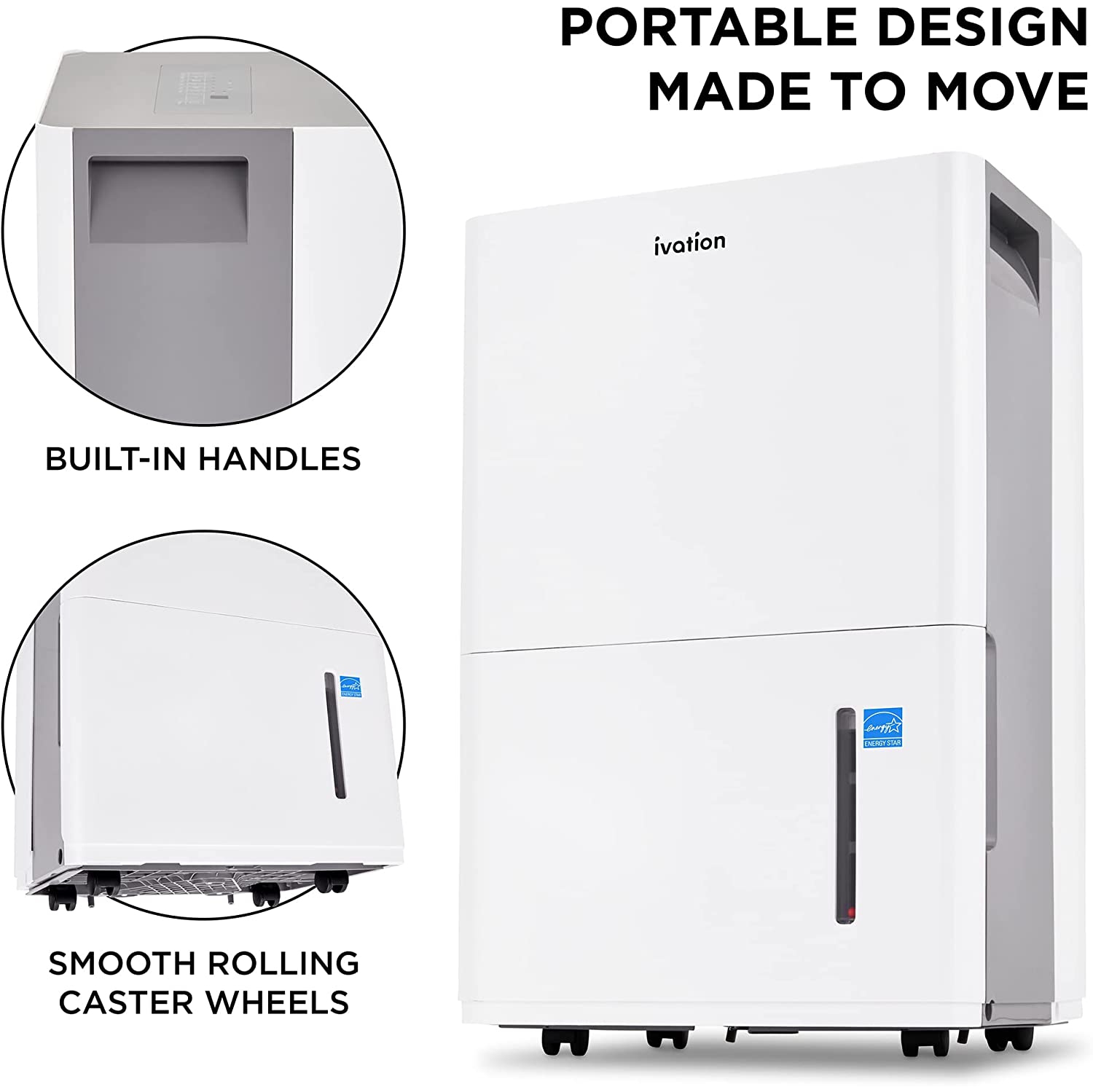 Ivation, 4,500 pi2 Déshumidificateur Energy Star avec pompe, compresseur à grande capacité pour les grandes pièces et les sous-sols avec raccord de