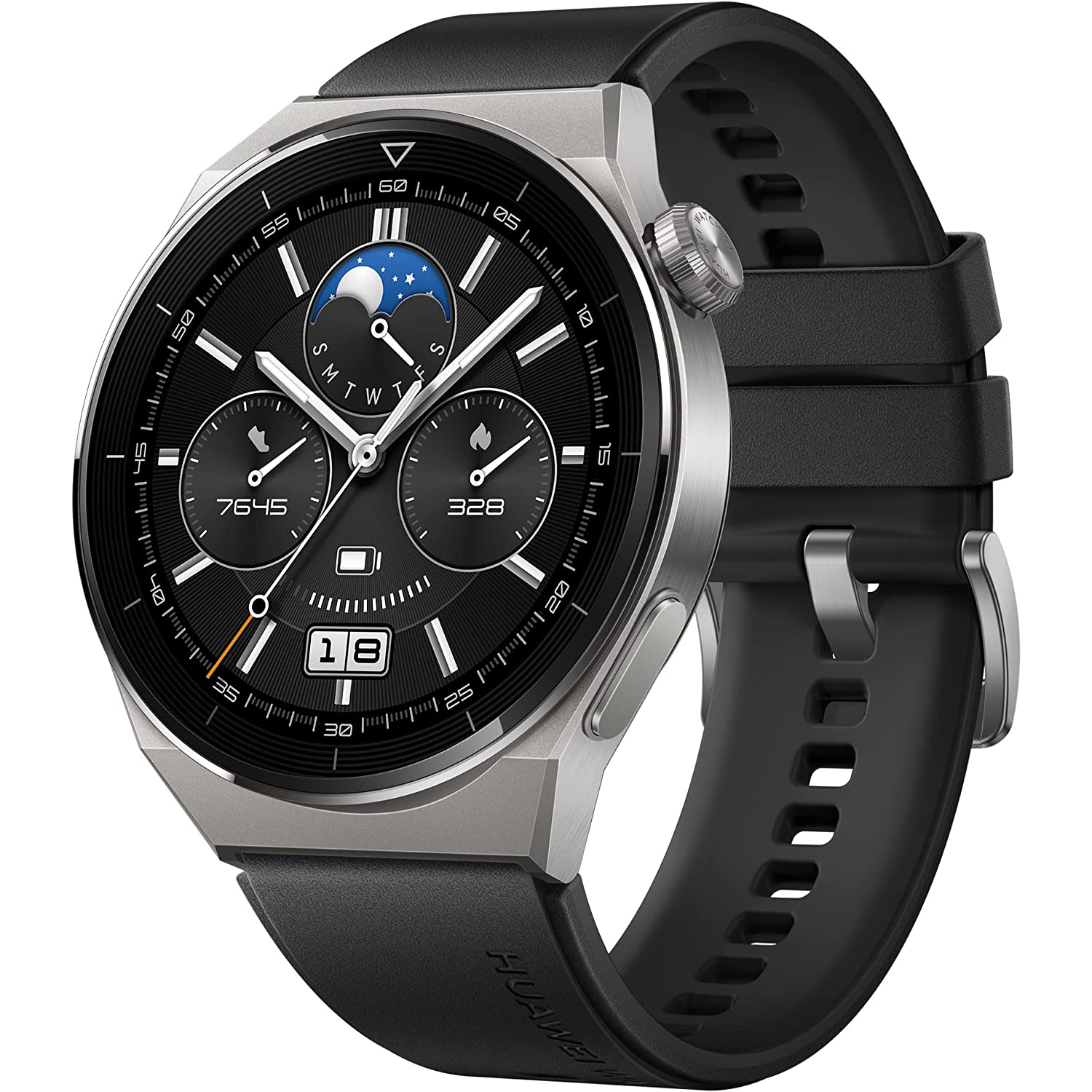 HUAWEI WATCH GT 3 Pro - All-Day Fitness Tracker and Health Monitoring - Durable Battery - Sapphire Watch Dial - Bluetooth Calling - 46mm, Black Fluoroelastomer Strap