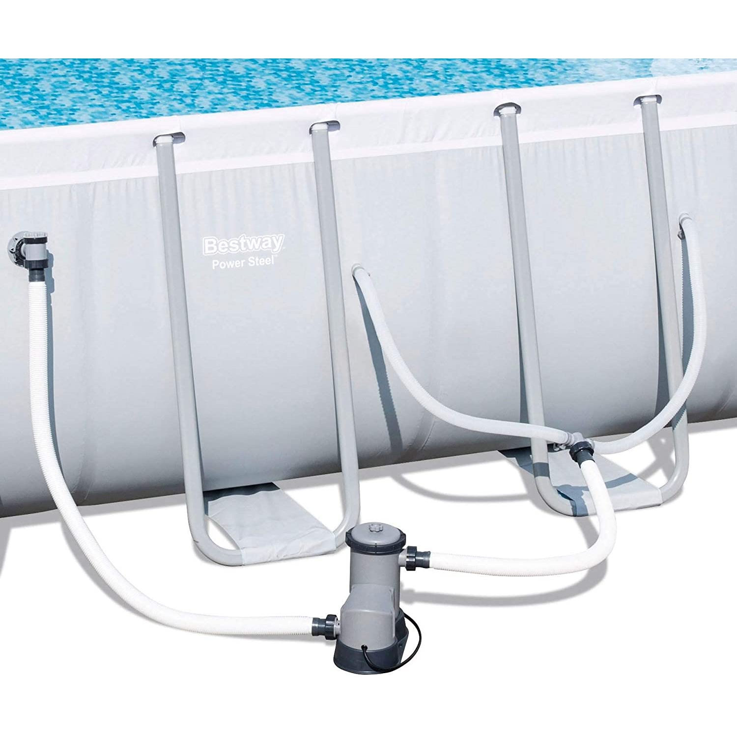 Ensemble de piscine à armature rectangulaire Bestway Power Steel 18 x 9 x 48 po. Parois latérales très robustes conçues pour offrir du plaisir sous