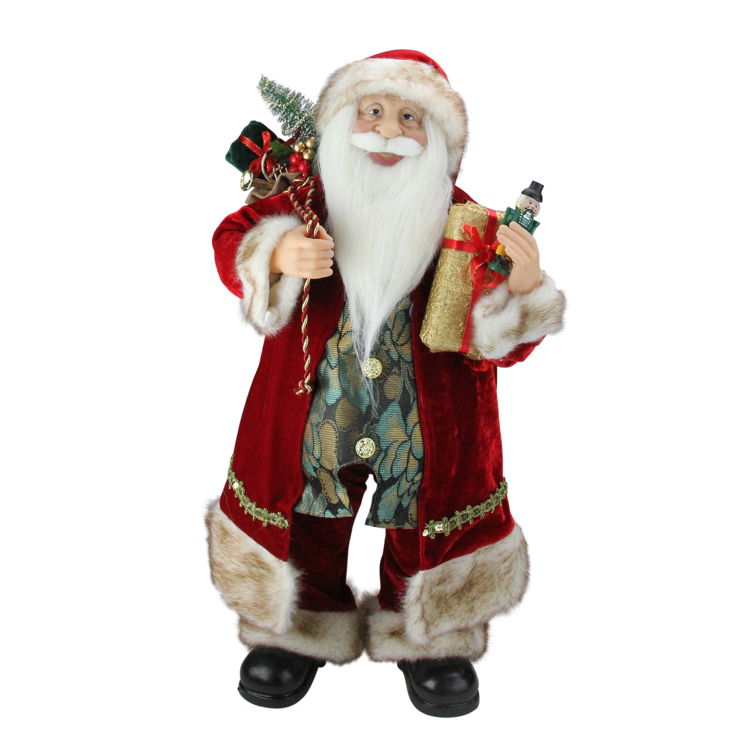 24" Chic Standing Santa Claus Christmas Figure with Gift Bag and Presents
