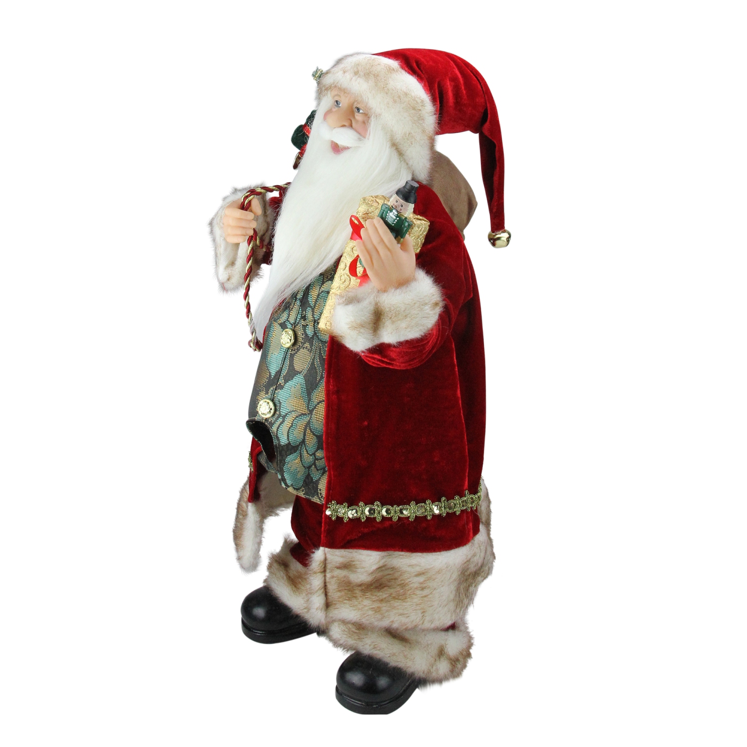24" Chic Standing Santa Claus Christmas Figure with Gift Bag and Presents
