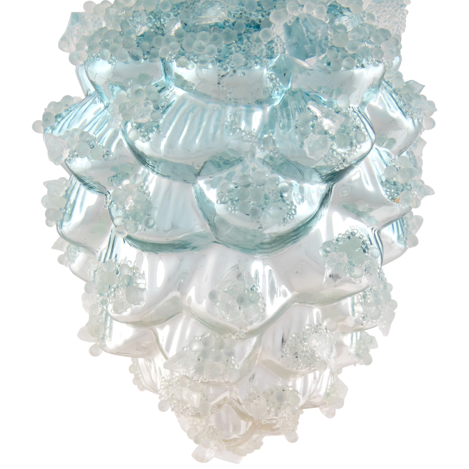4.75" Blue Icy Pine Cone Glass Christmas Ornament