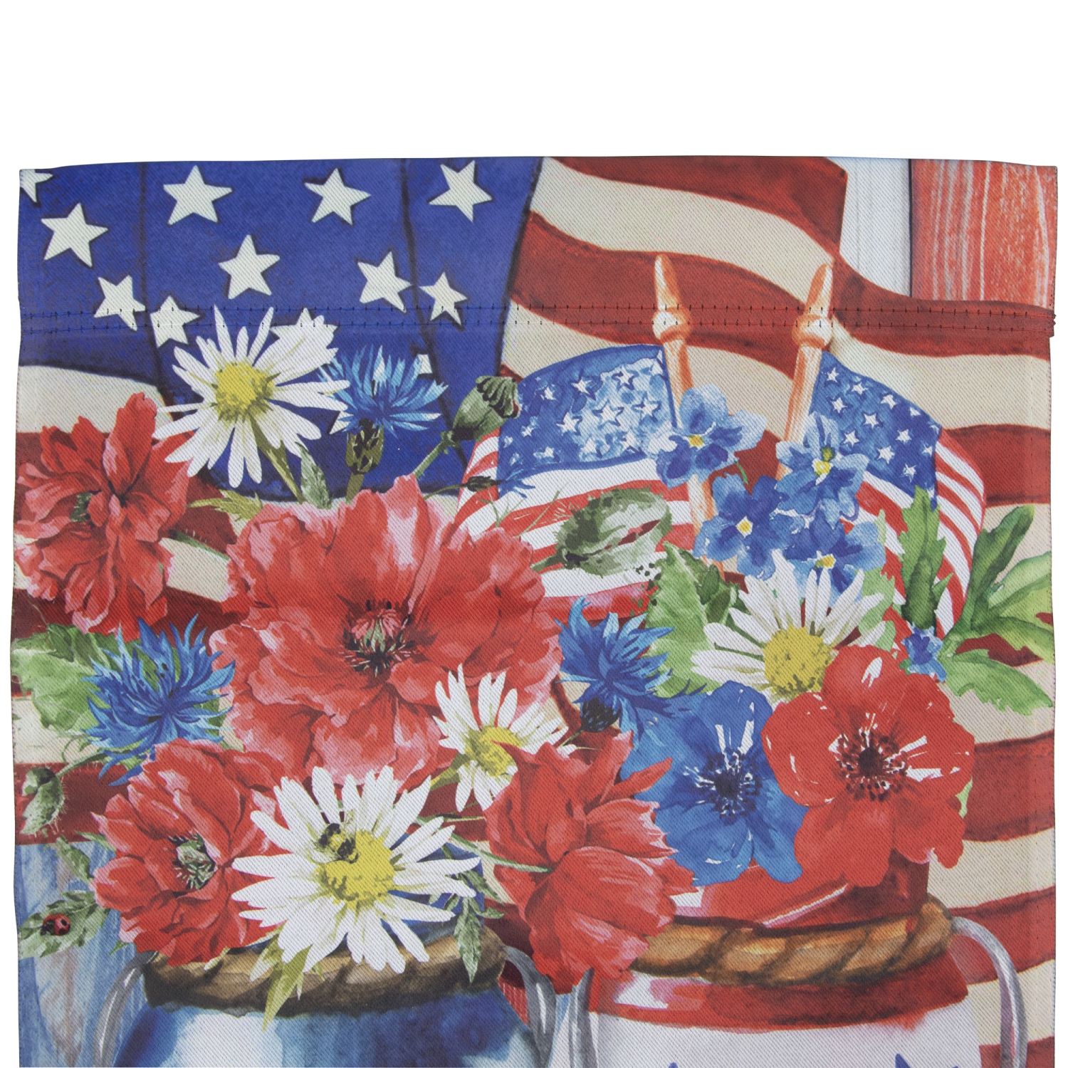 Patriotic Americana Floral Bouquet Outdoor House Flag 28" x 40"