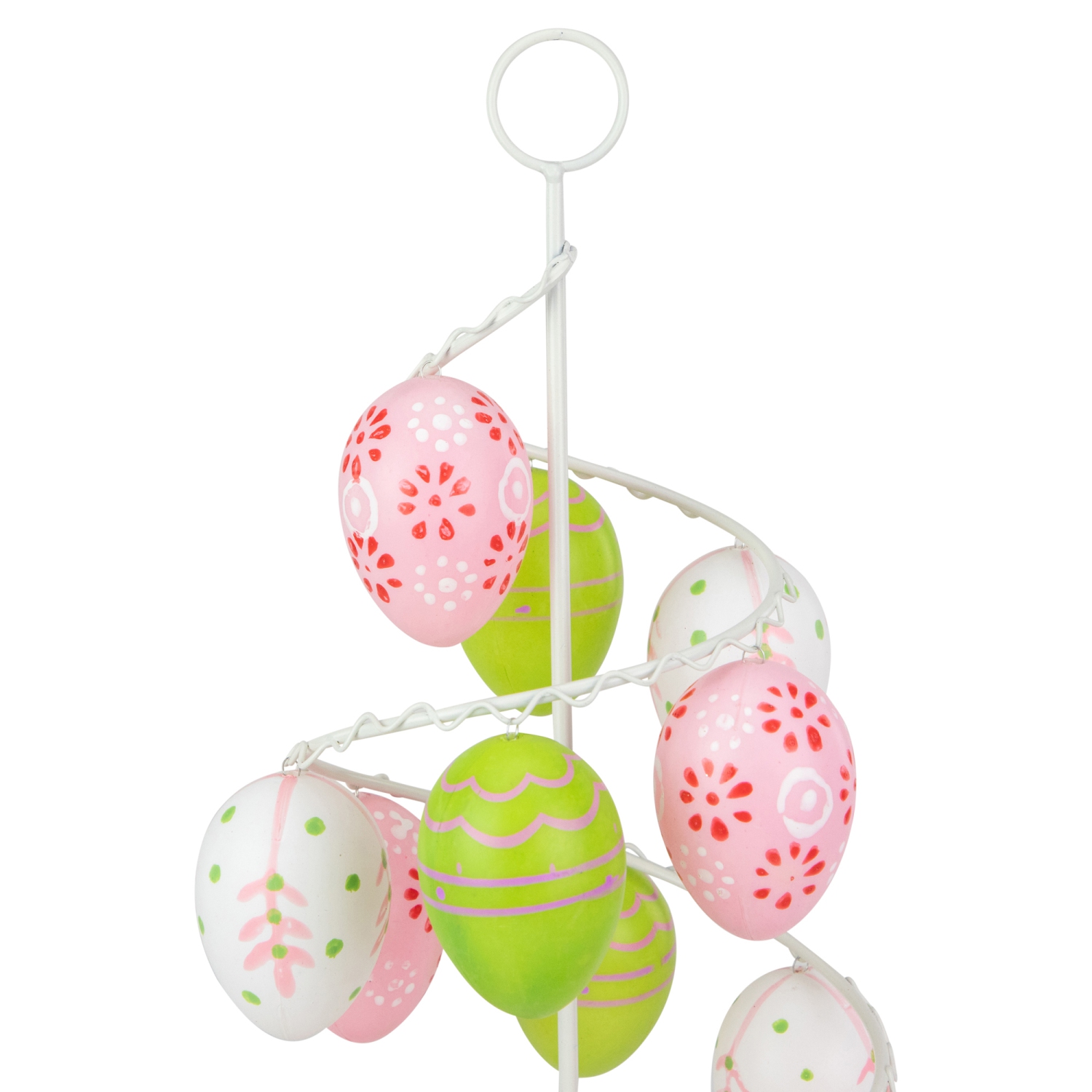 14.25" Pink, White and Green Cut-Out Easter Egg Tree Tabletop Decor