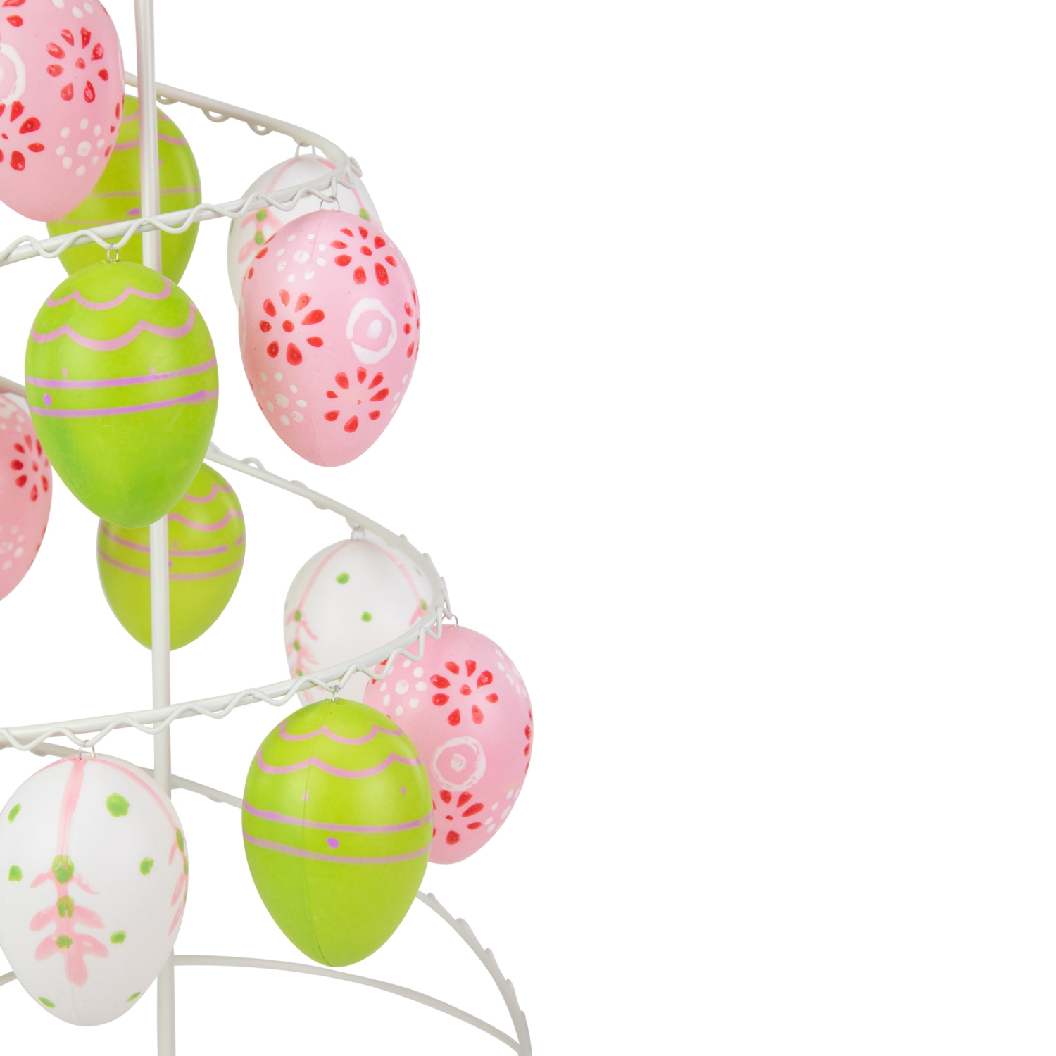 14.25" Pink, White and Green Cut-Out Easter Egg Tree Tabletop Decor