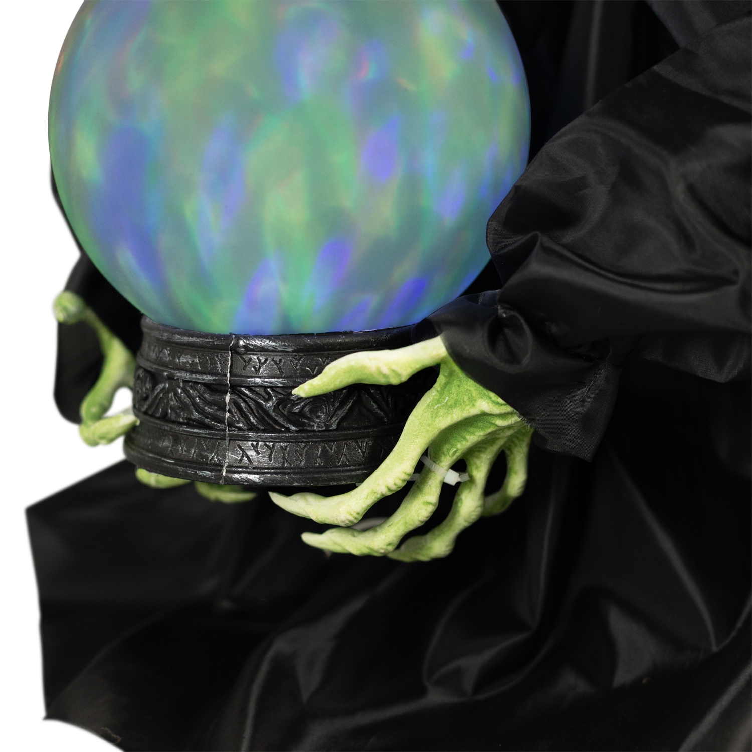 26" Pre-Lit Sitting Fortune Witch with Magic Ball Halloween Decoration