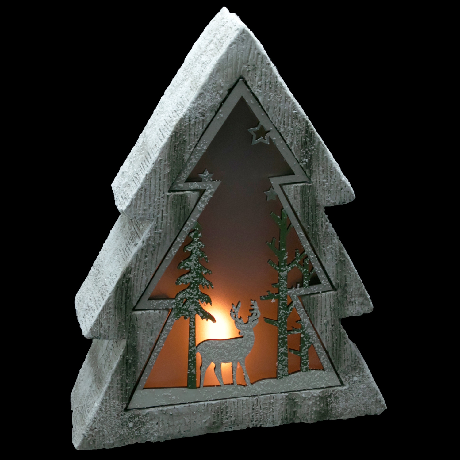 13.5" LED Lighted Tree with Reindeer in the Woods Scene Christmas Decoration