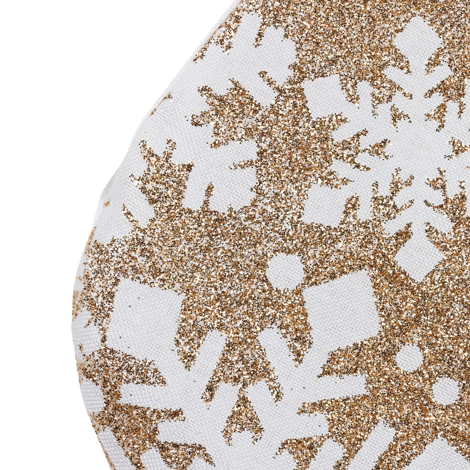 Bas de Noël scintillant doré de 20.5 po avec flocons de neige et pompons