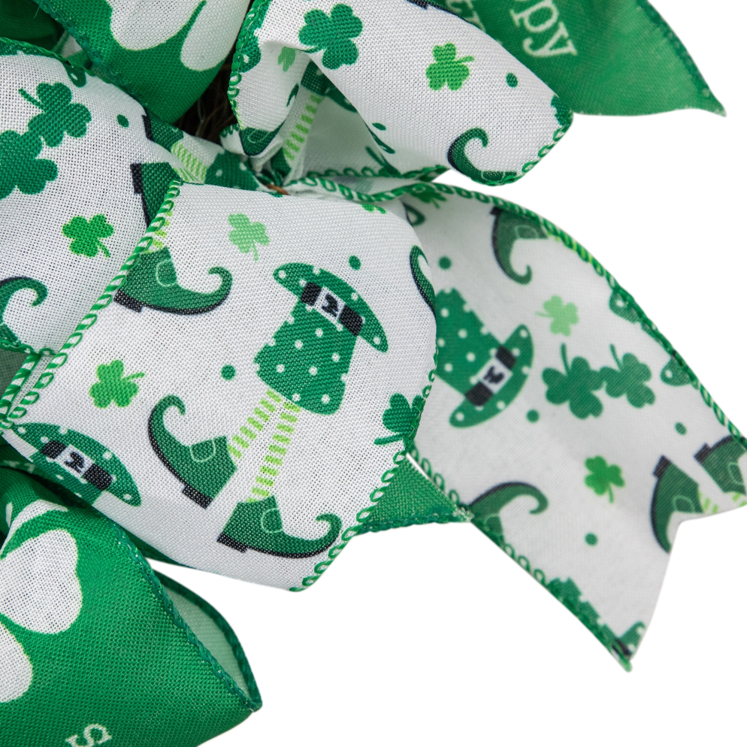 Shamrocks and Ribbons St. Patrick's Day Wreath, 24-Inch, Unlit