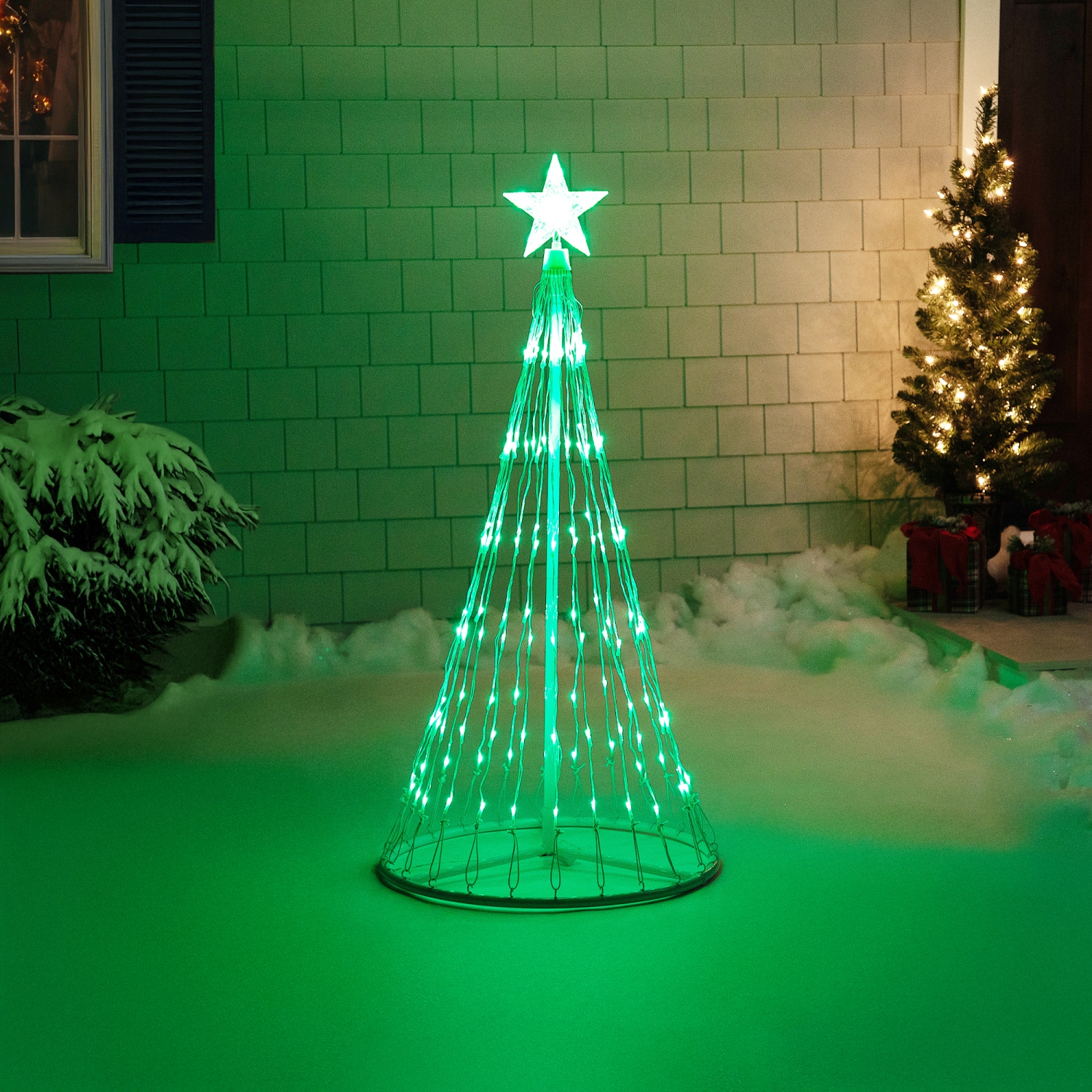 4' Green LED Lighted Christmas Tree Show Cone Outdoor Decoration