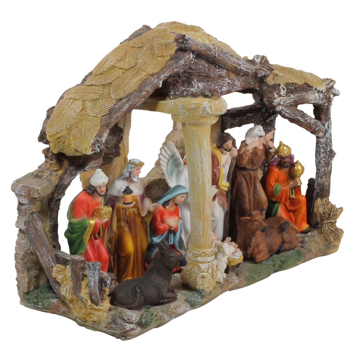 18" Traditional Religious Christmas Nativity with Stable House Decoration