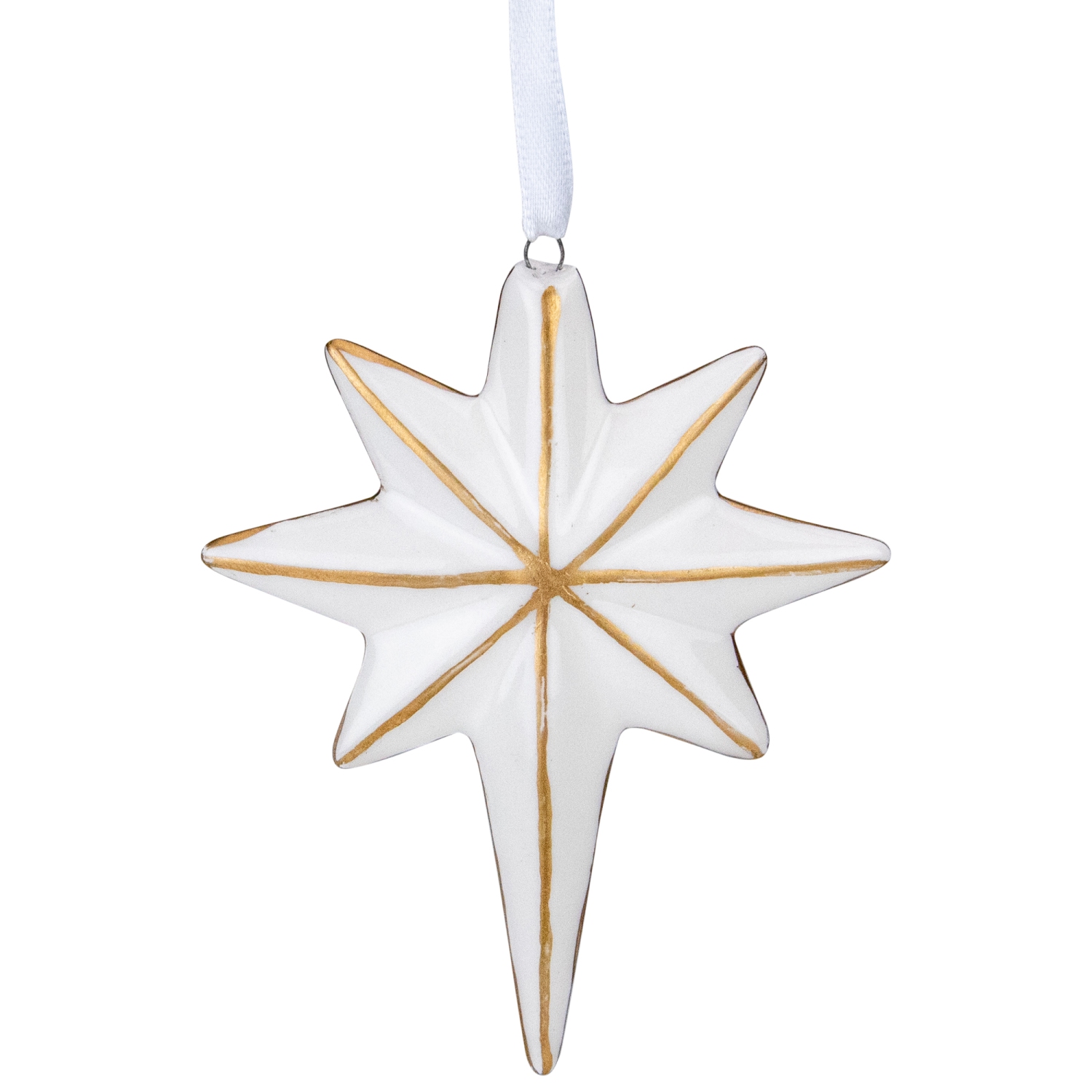 4" White and Gold Star Hanging Christmas Ornament