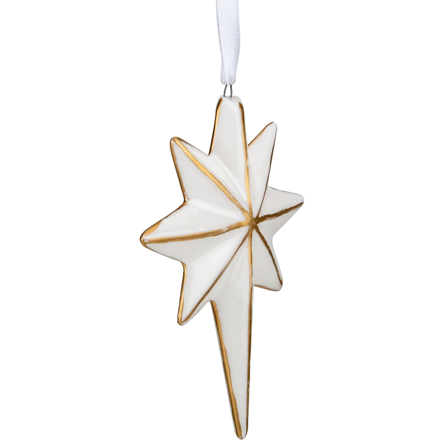 4" White and Gold Star Hanging Christmas Ornament