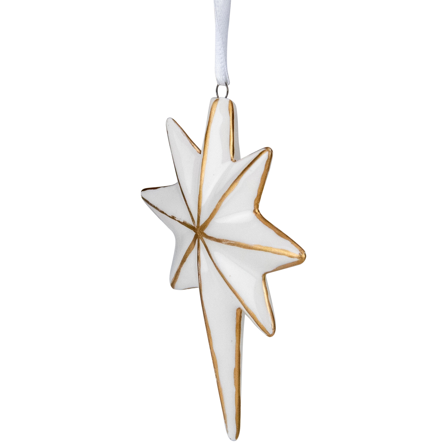 4" White and Gold Star Hanging Christmas Ornament