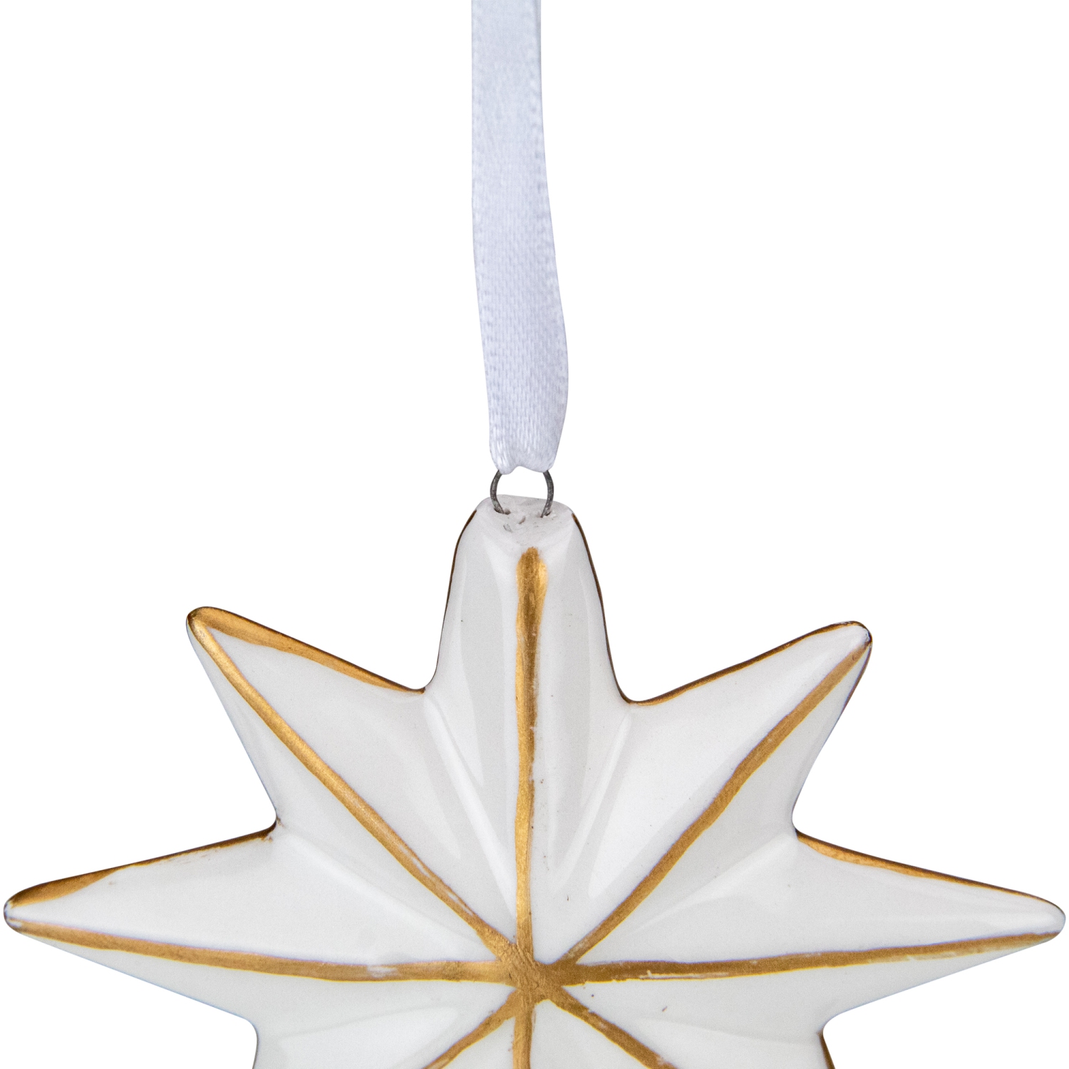 4" White and Gold Star Hanging Christmas Ornament