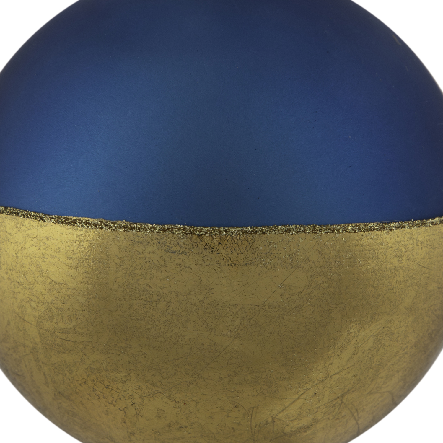3.5" Blue and Gold Glass Ball Christmas Ornament