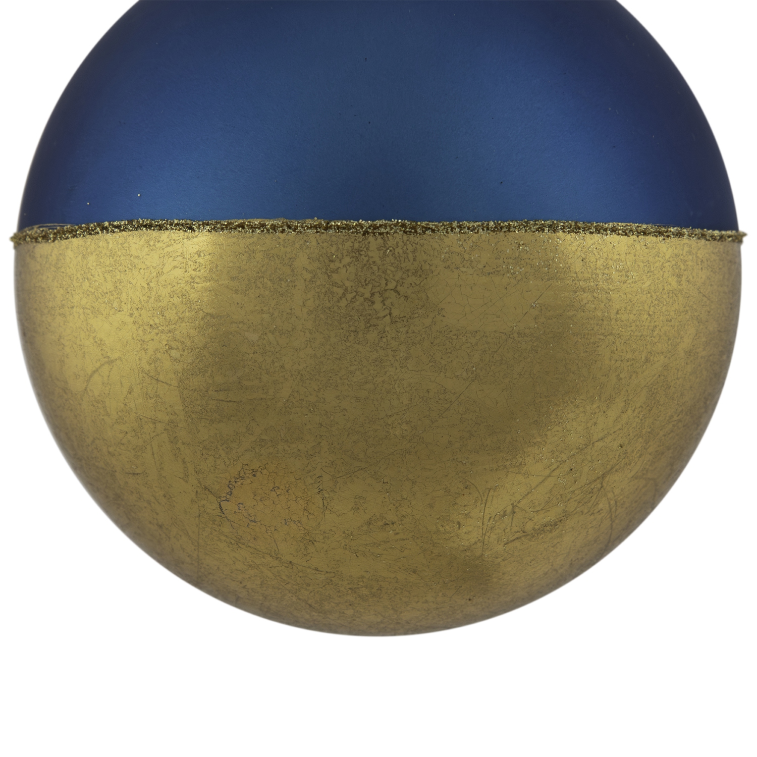 3.5" Blue and Gold Glass Ball Christmas Ornament