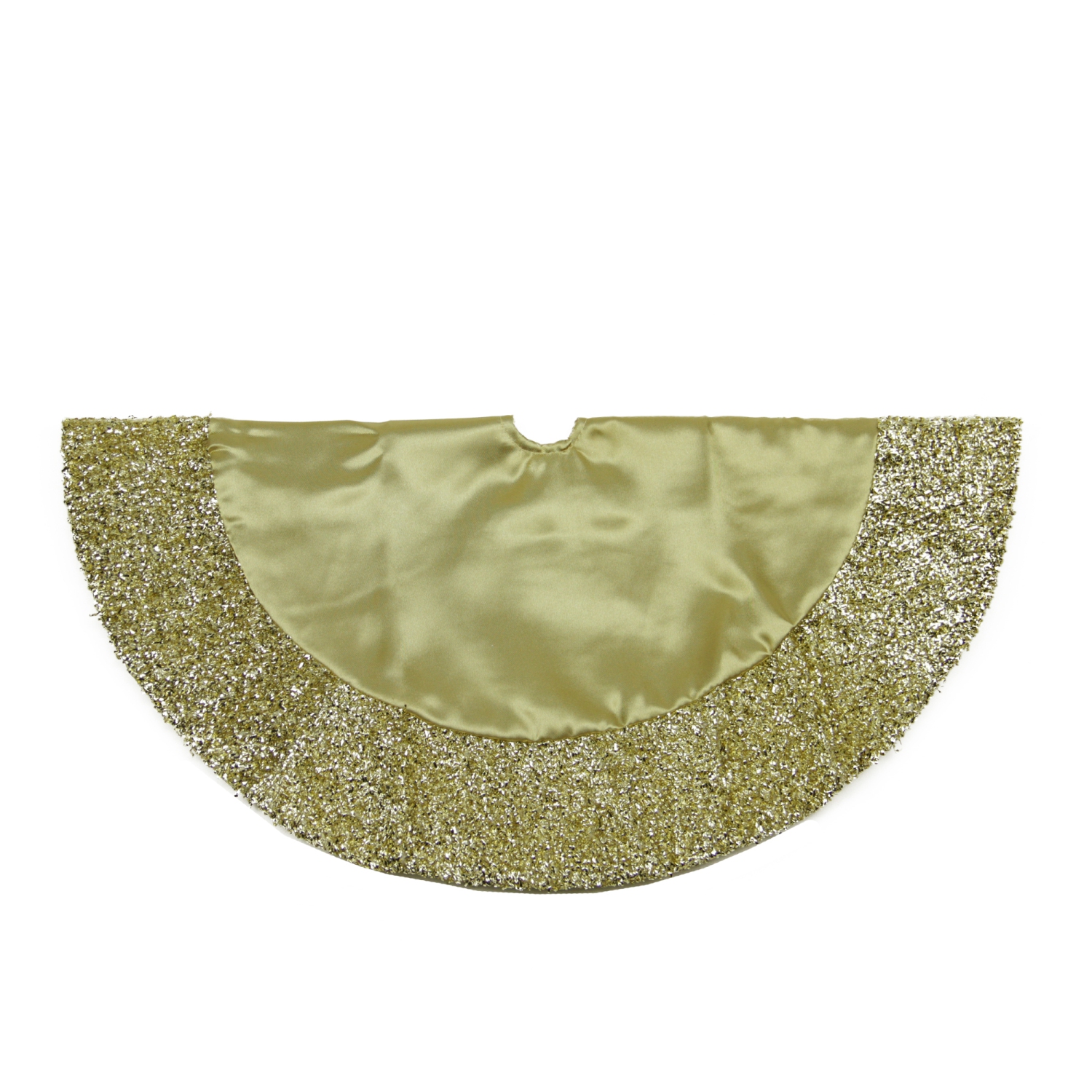 20" Gold Mini Christmas Tree Skirt with Tinsel Trim