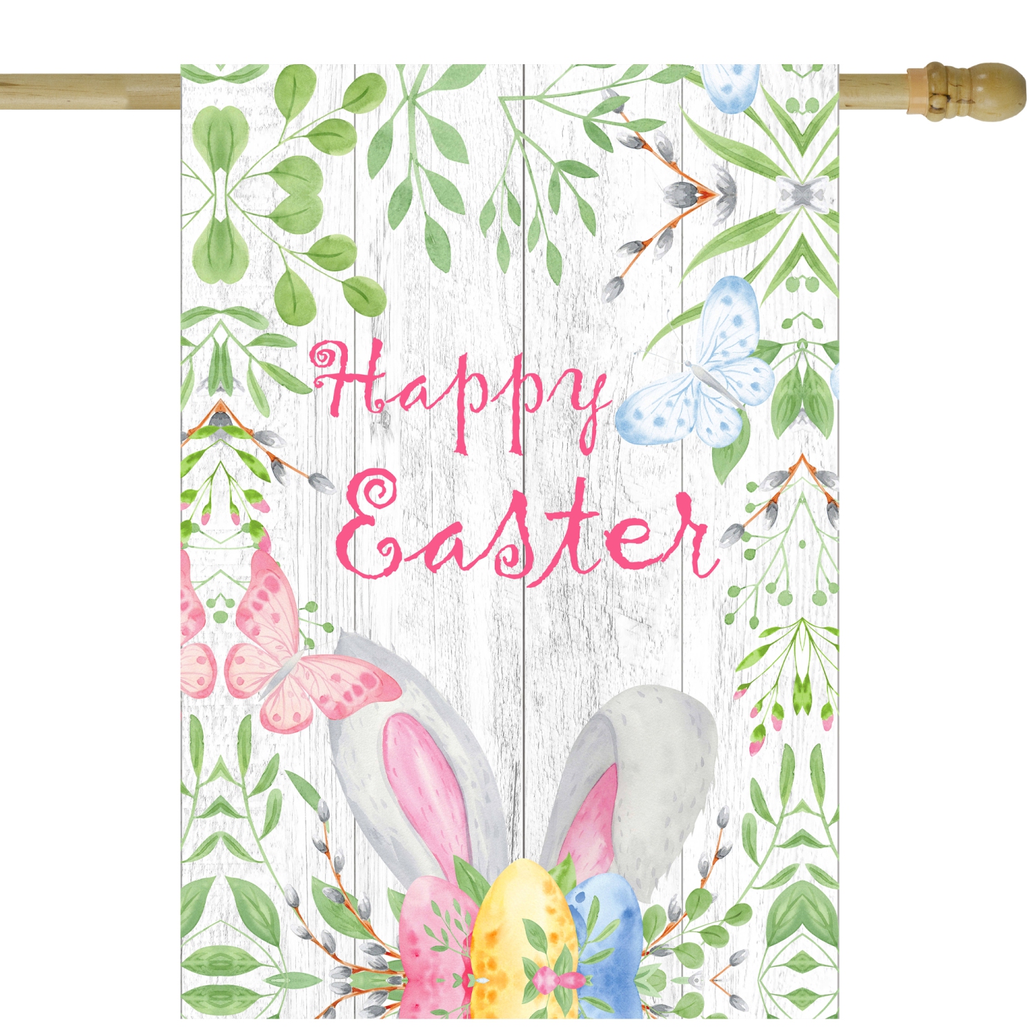 Happy Easter Bunny Ears Outdoor House Flag 28" x 40"