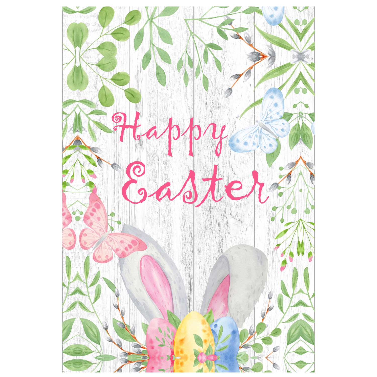 Happy Easter Bunny Ears Outdoor House Flag 28" x 40"