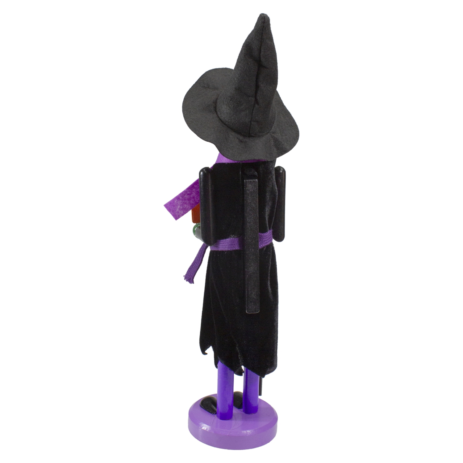 14" Black and Green Witch Jack-O-Lantern Halloween Nutcracker with Broom