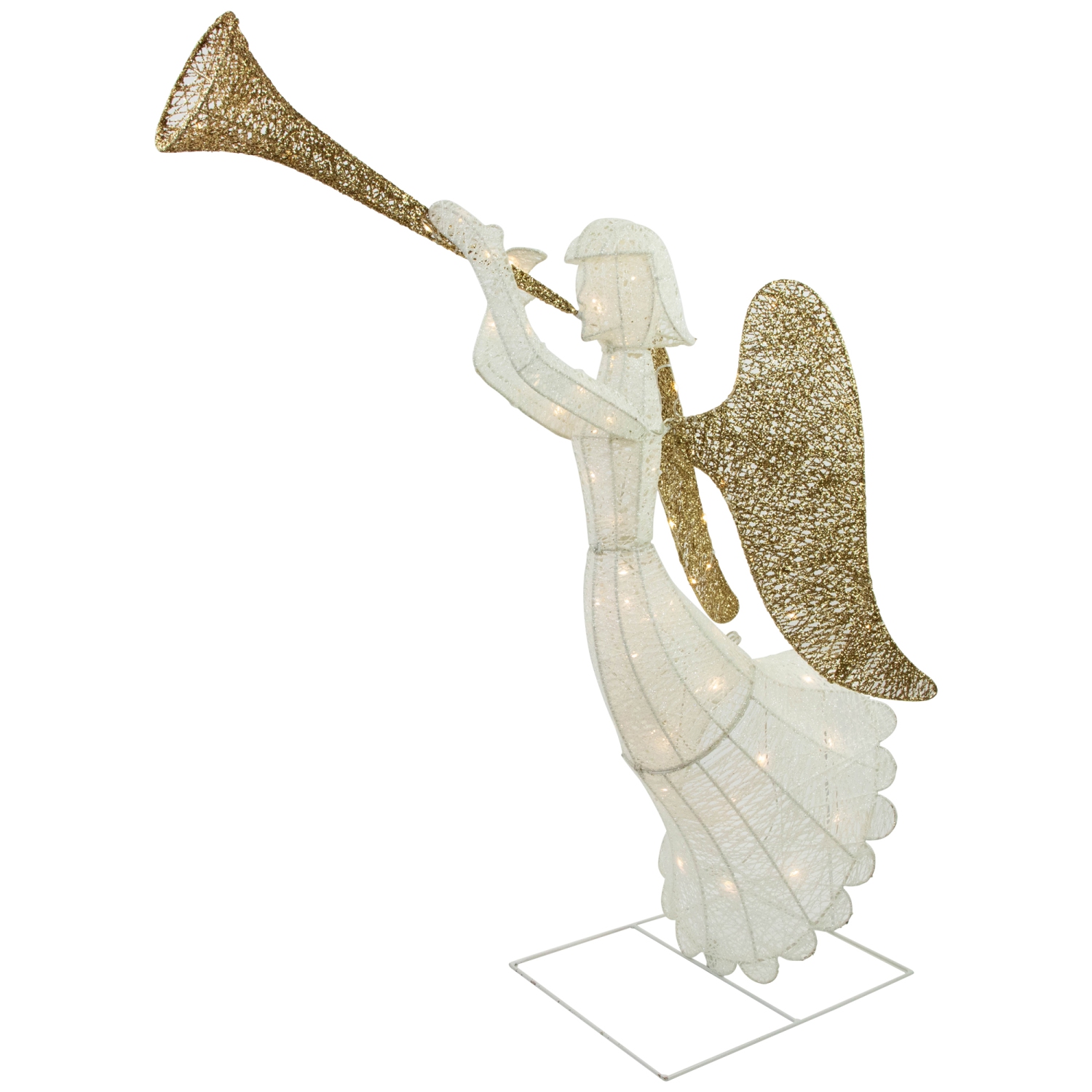 Décoration de Noël d'extérieur, ange scintillant argent et or, 48 po