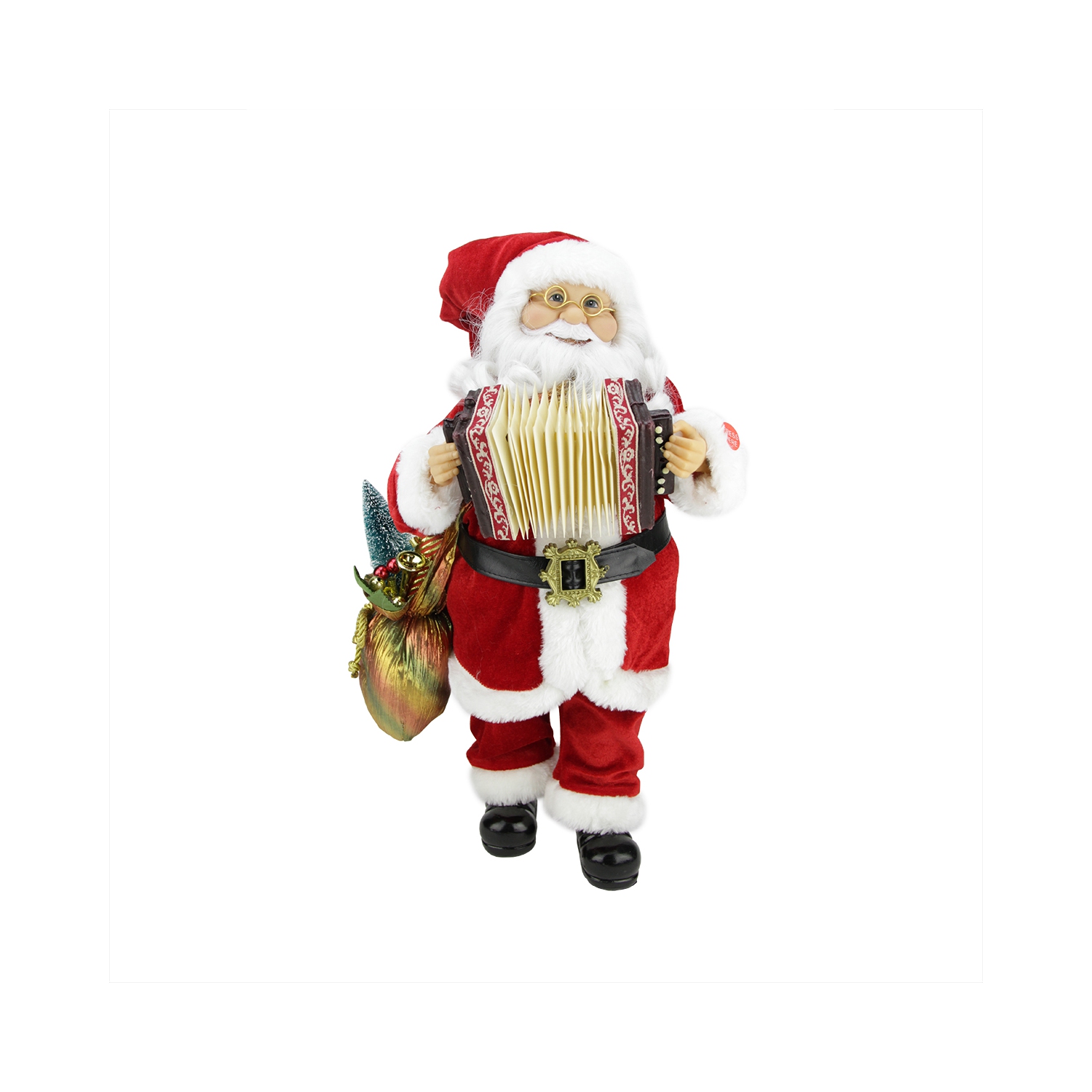 18" Battery Operated Animated & Musical Standing Santa Claus Christmas Figure with Accordion