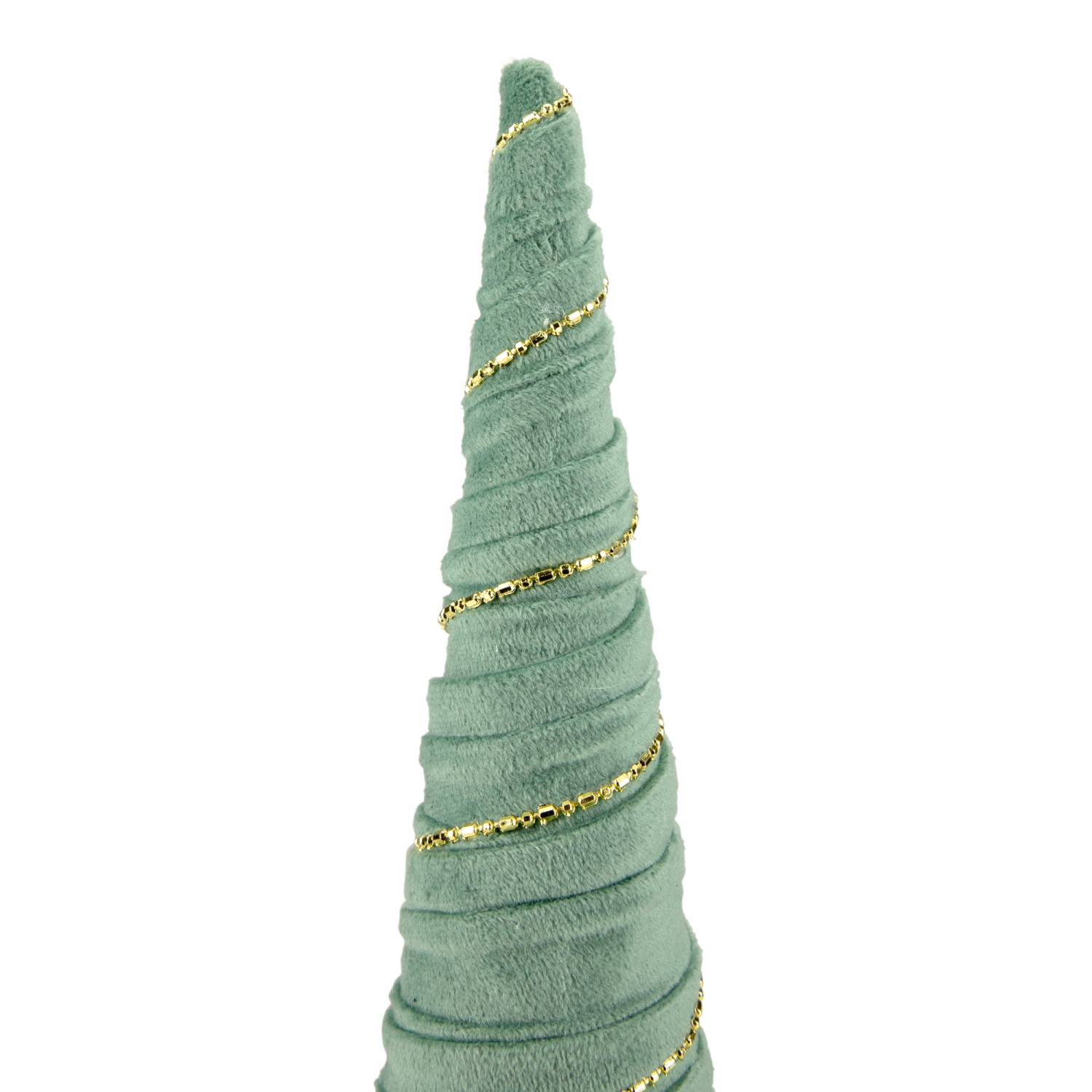 11.5" Green Fabric with Gold Garland Christmas Cone Tree
