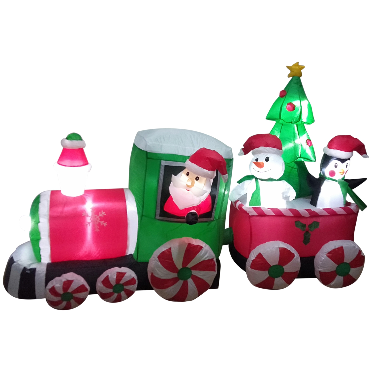 8' Inflatable Train With Santa and Friends Outdoor Christmas Decoration