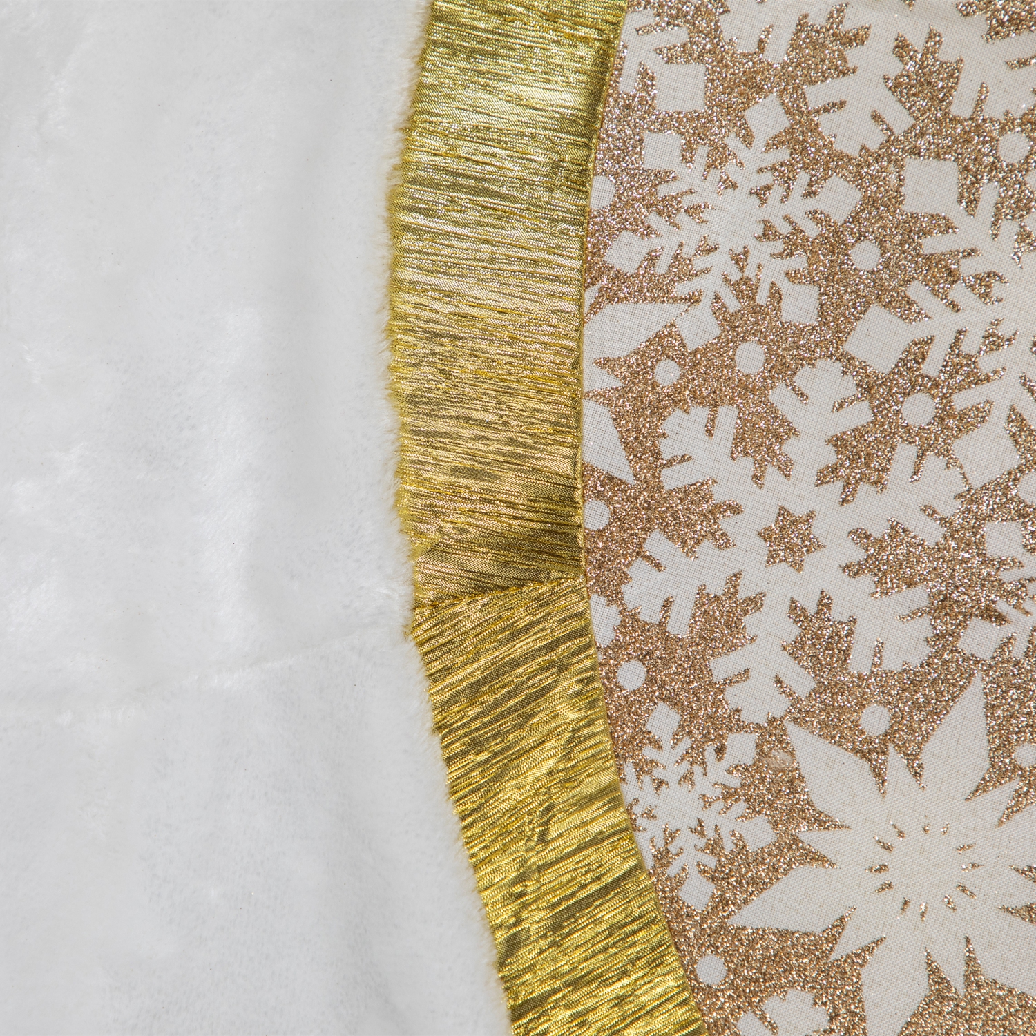 48" White and Gold Glitter Snowflake Christmas Tree Skirt