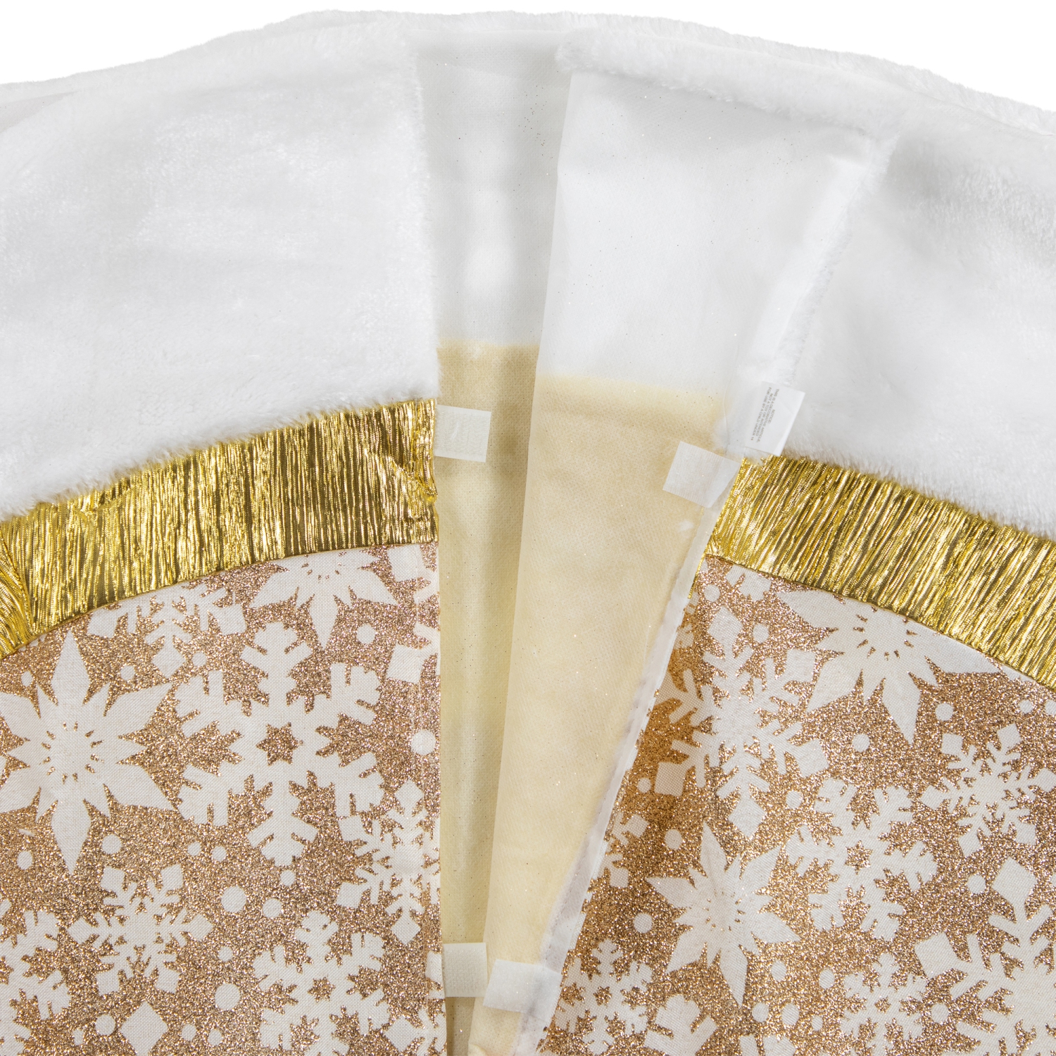48" White and Gold Glitter Snowflake Christmas Tree Skirt