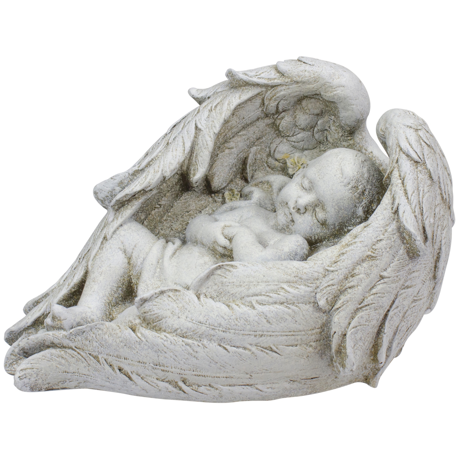 10-Inch Sleeping Angel Baby with Wings Outdoor Garden Statue